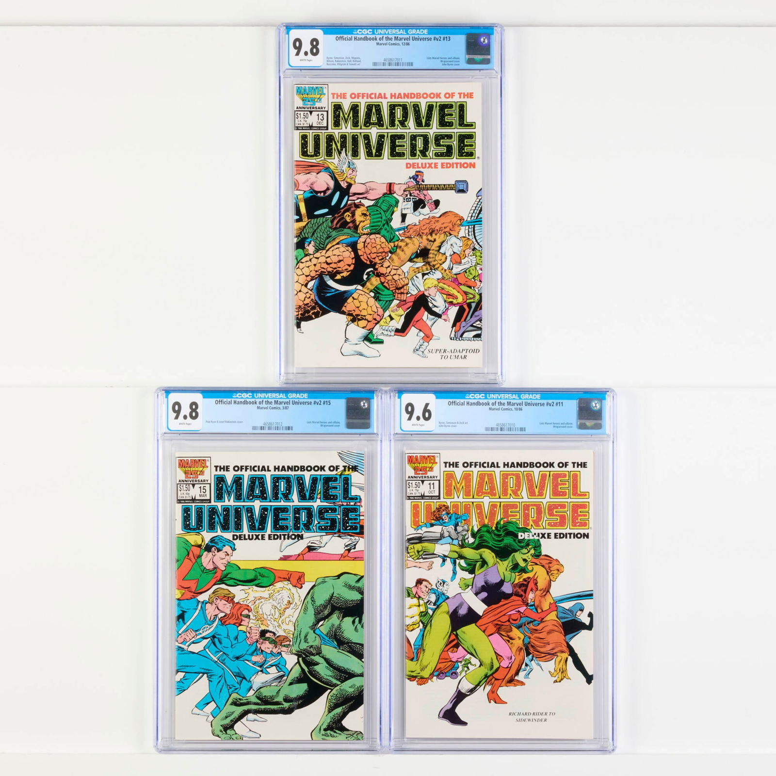 3 Marvel Comics Official Handbook of the Marvel Universe v2 #11-#15 CGC Group (1 of 2)