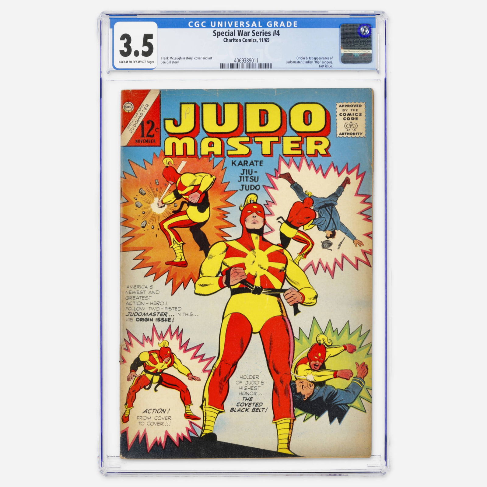 Charlton Comics Special War Series #4 CGC 3.5: Charlton Comics Special War Series #4 CGC 3.5 USA, 1965 This Silver Age Last issue features the first appearance and origin of Judomaster (Hadley Rip Jagger). Creative by Frank McLaughlin and Joe Gill