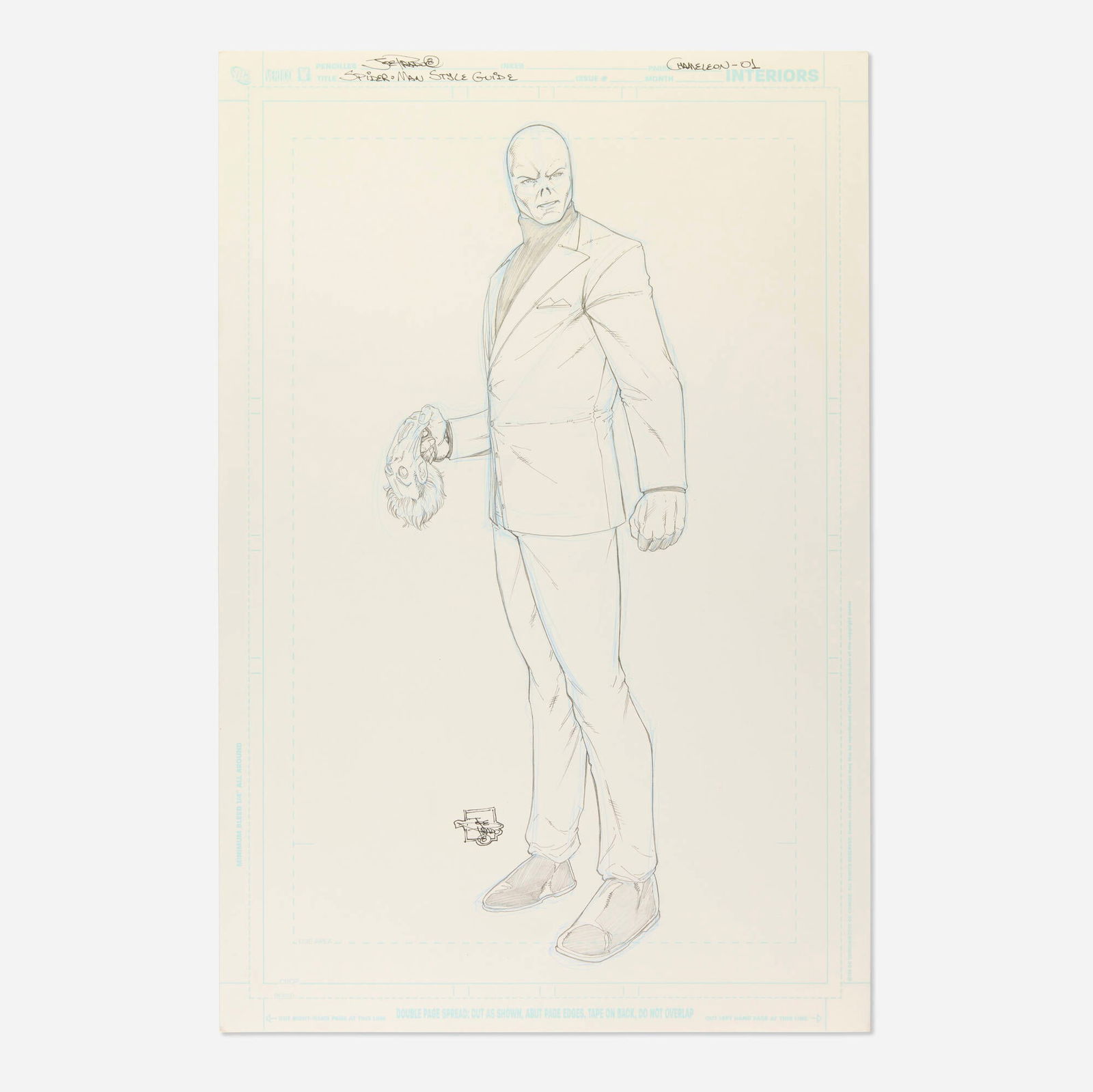 Joe Prado, Spider-Man Style Guide "Chameleon" Original Art (Marvel Comics, 2018): Joe Prado Spider-Man Style Guide "Chameleon" Original Art (Marvel Comics, 2018) Pencil on bristol board 17 h x 11.5 w in (43 x 29 cm) Condition Notes: Art is in overall very good condition This