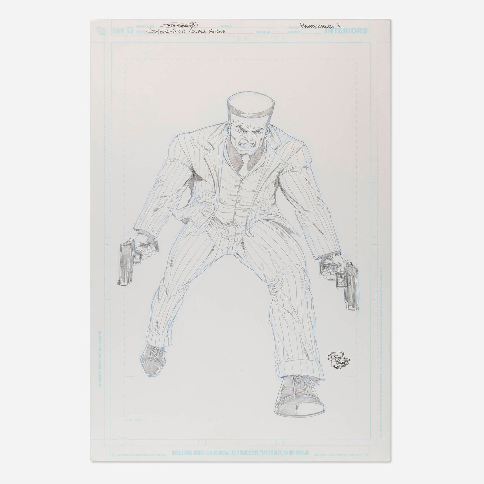 Joe Prado, Spider-Man Style Guide "Hammerhead" Original Art (Marvel Comics, 2018): Joe Prado Spider-Man Style Guide "Hammerhead" Original Art (Marvel Comics, 2018) pencil on Bristol board 17 h x 11 w in (43 x 28 cm) Signed to lower right 'Joe Prado'. Condition Notes: Art is in