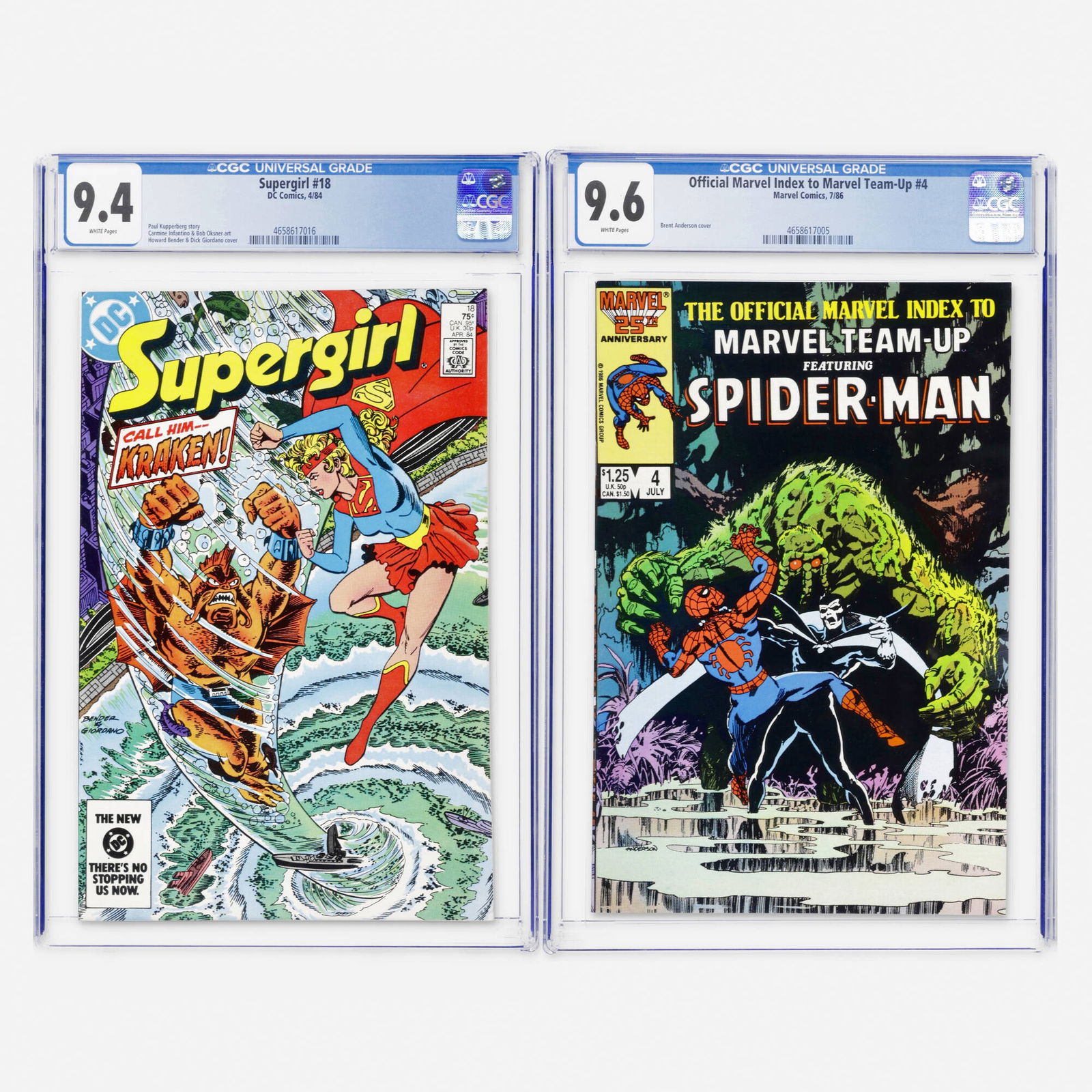 2 DC and Marvel Comics Supergirl #18 and Official Marvel Index to Marvel Team-Up #4 CGC Group (1 of 2)