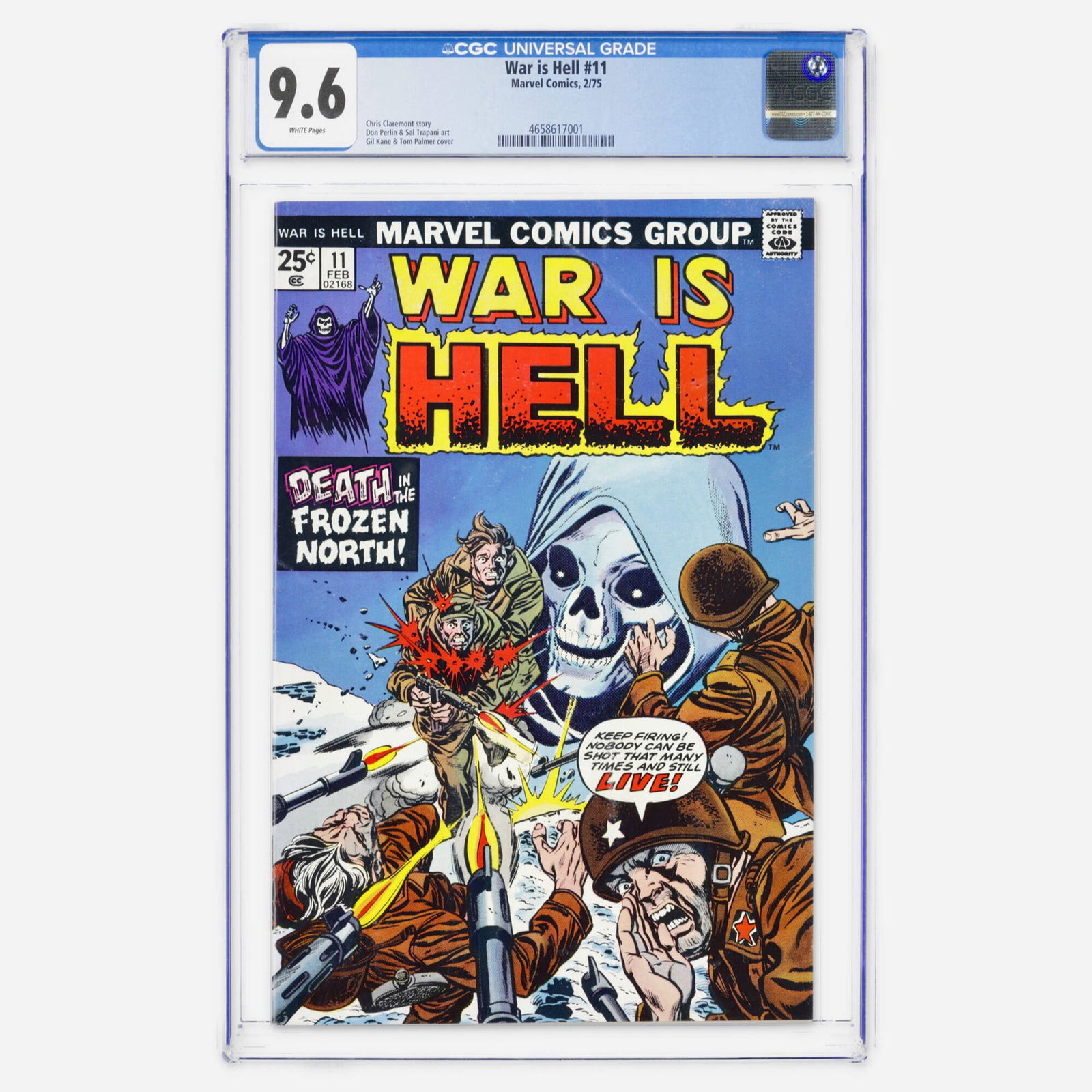 Marvel Comics War is Hell #11 CGC 9.6: Marvel Comics War is Hell #11 CGC 9.6 USA, 1975 A Bronze Age war issue featuring a Chris Claremont story and a Gil Kane cover. CGC#: 4658617001 Population: 3 in 9.6, 2 higher Grader Notes: