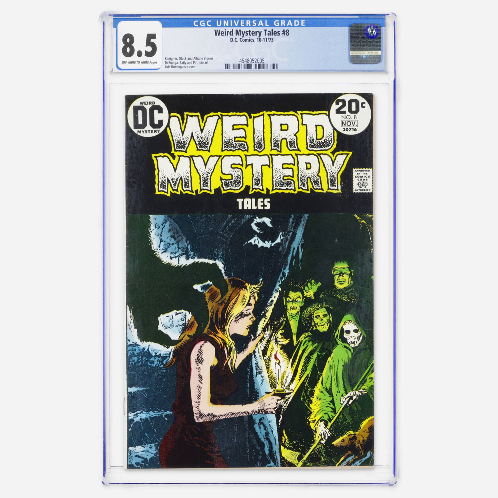 DC Comics Weird Mystery Tales #8 CGC 8.5: DC Comics Weird Mystery Tales #8 CGC 8.5 USA, 1973 An anthology featuring Tony DeZuniga and Bernard Baily art with a Luis Dominguez cover. CGC#: 4548052005 Population: 6 in 8.5,