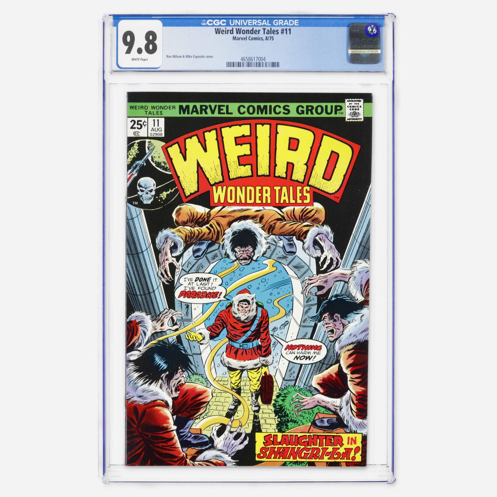 Marvel Comics Weird Wonder Tales #11 CGC 9.8: Marvel Comics Weird Wonder Tales #11 CGC 9.8 USA, 1975 Issue features a Ron Wilson and Mike Esposito cover. This copy represents a significant find, achieving the highest-known top population status i