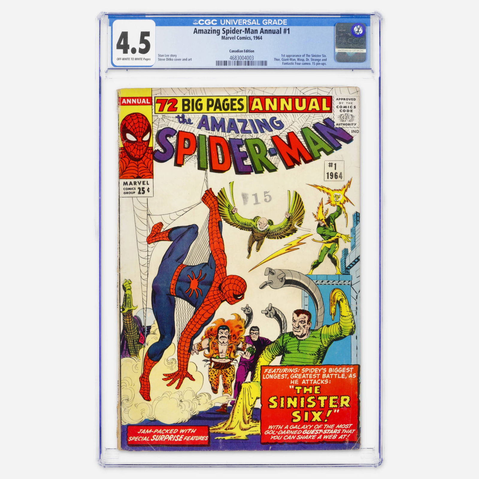 Marvel Comics Amazing Spider-Man Annual #1 CGC 4.5 Canadian Edition (1 of 2)