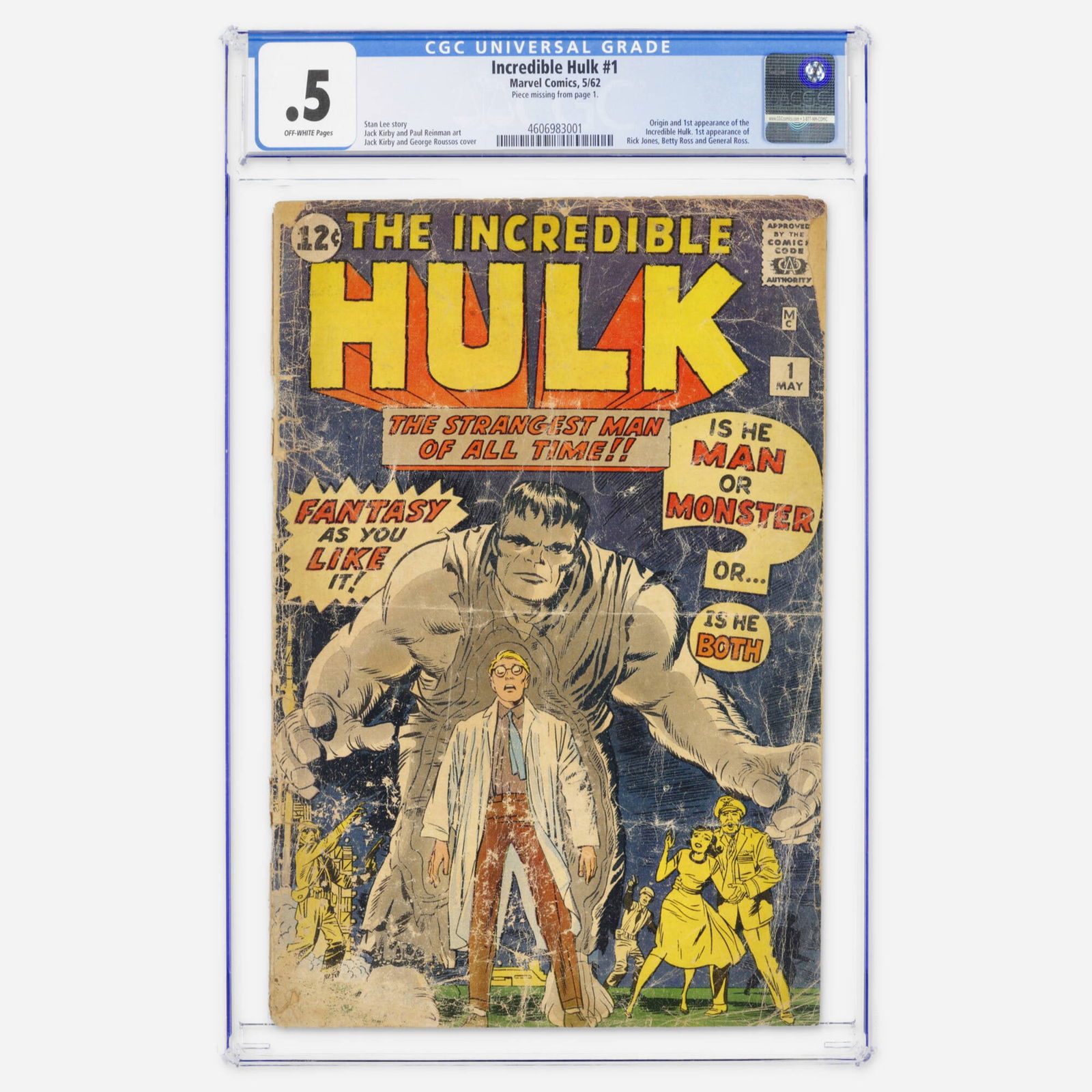 Marvel Comics Incredible Hulk #1 CGC 0.5 (1 of 2)