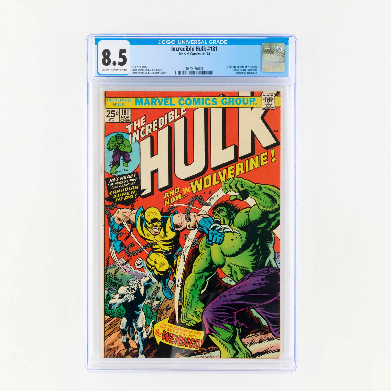 Marvel Comics Incredible Hulk #181 CGC 8.5 (1 of 2)
