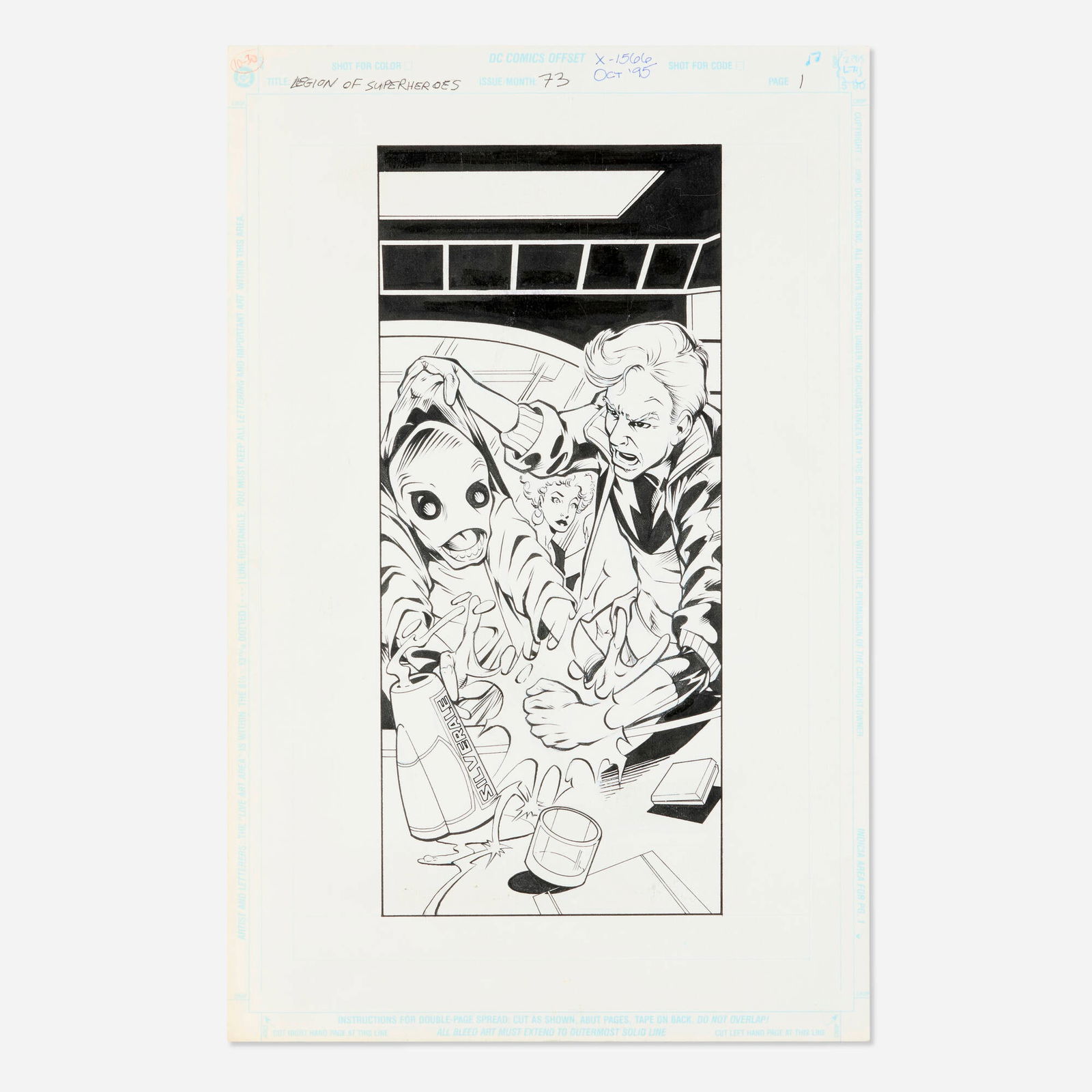 Lee Moder and Ron Boyd, Legion of Super-Heroes #73 Story Page 1 Original Art (DC Comics, 1995): Lee Moder and Ron Boyd Legion of Super-Heroes #73 Story Page 1 Original Art (DC Comics, 1995) pencil and ink on Bristol board 17 h x 11 w in (43 x 28 cm) Condition Notes: Art is in