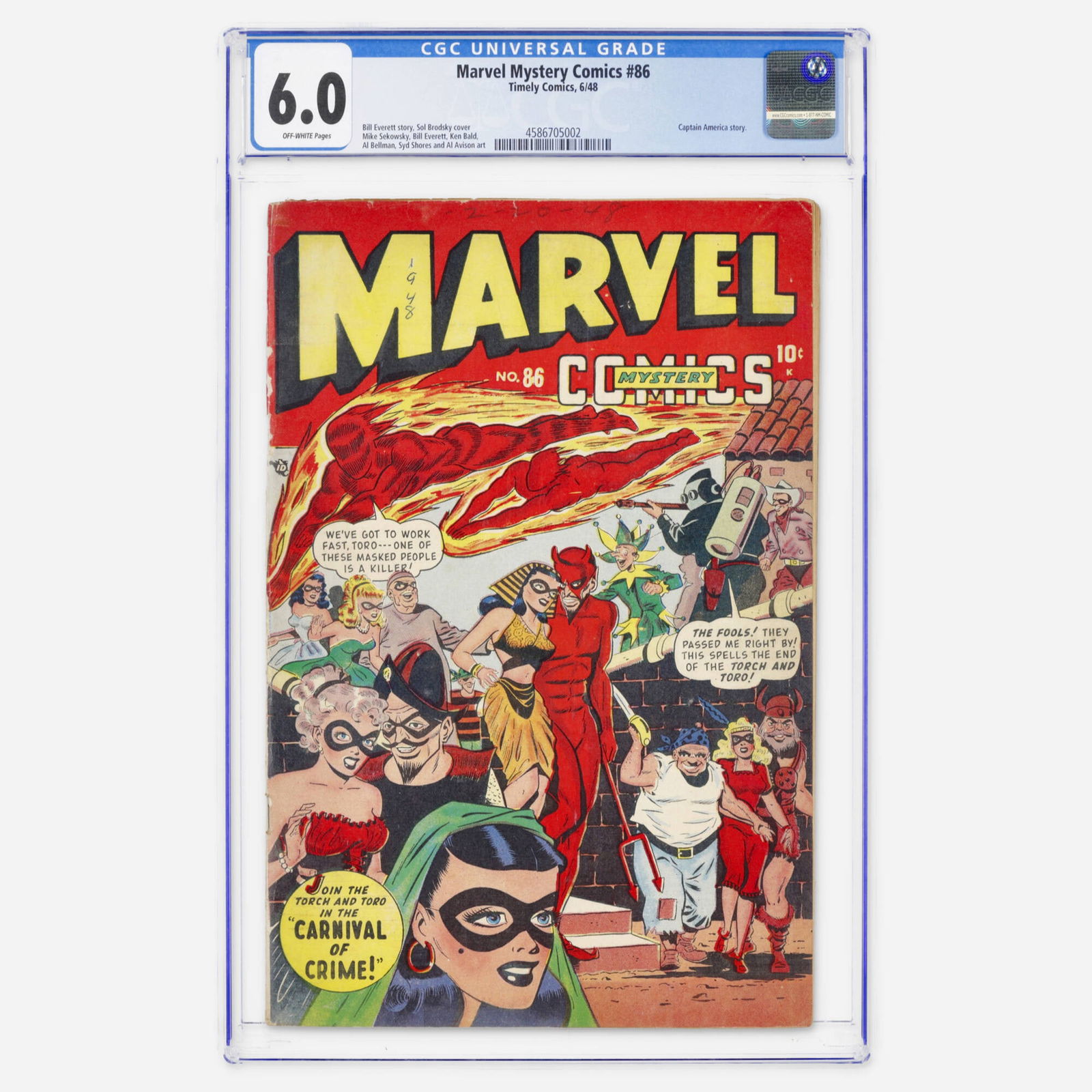Timely Comics Marvel Mystery Comics #86 CGC 6.0 (1 of 2)