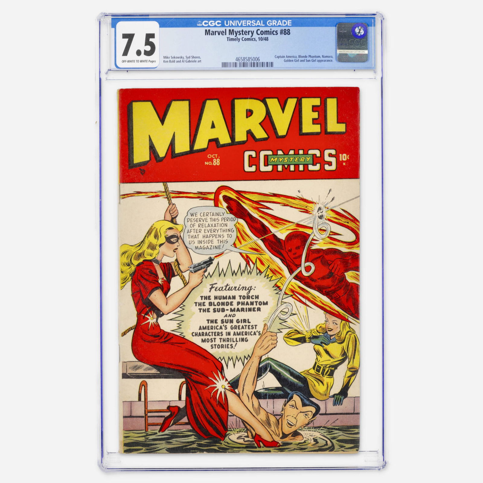 Timely Comics Marvel Mystery Comics #88 CGC 7.5 (1 of 2)