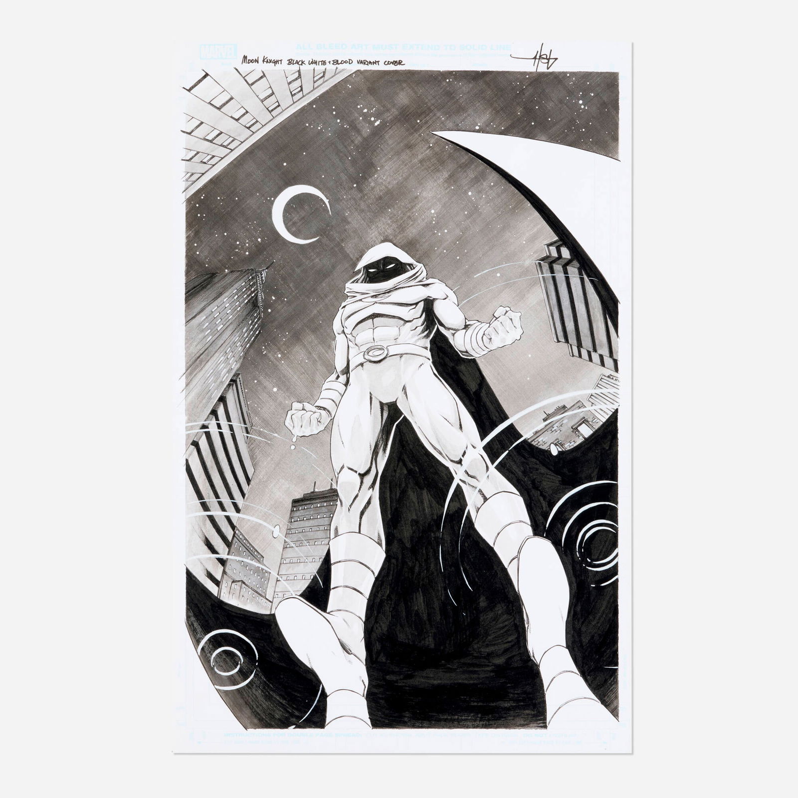 Creees Lee, Moon Knight: Black, White, and Blood #1 Variant Cover Original Art (Marvel Comics, 2022) (1 of 1)