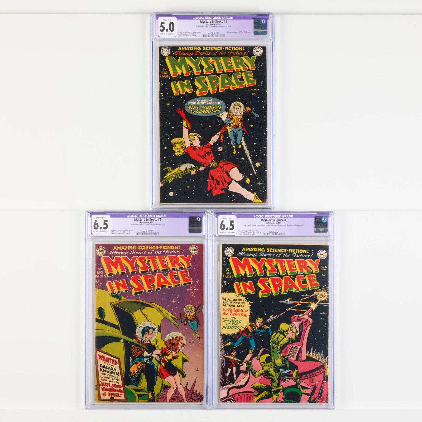 3 DC Comics Mystery in Space #1-#3 CGC Restored Group (1 of 2)