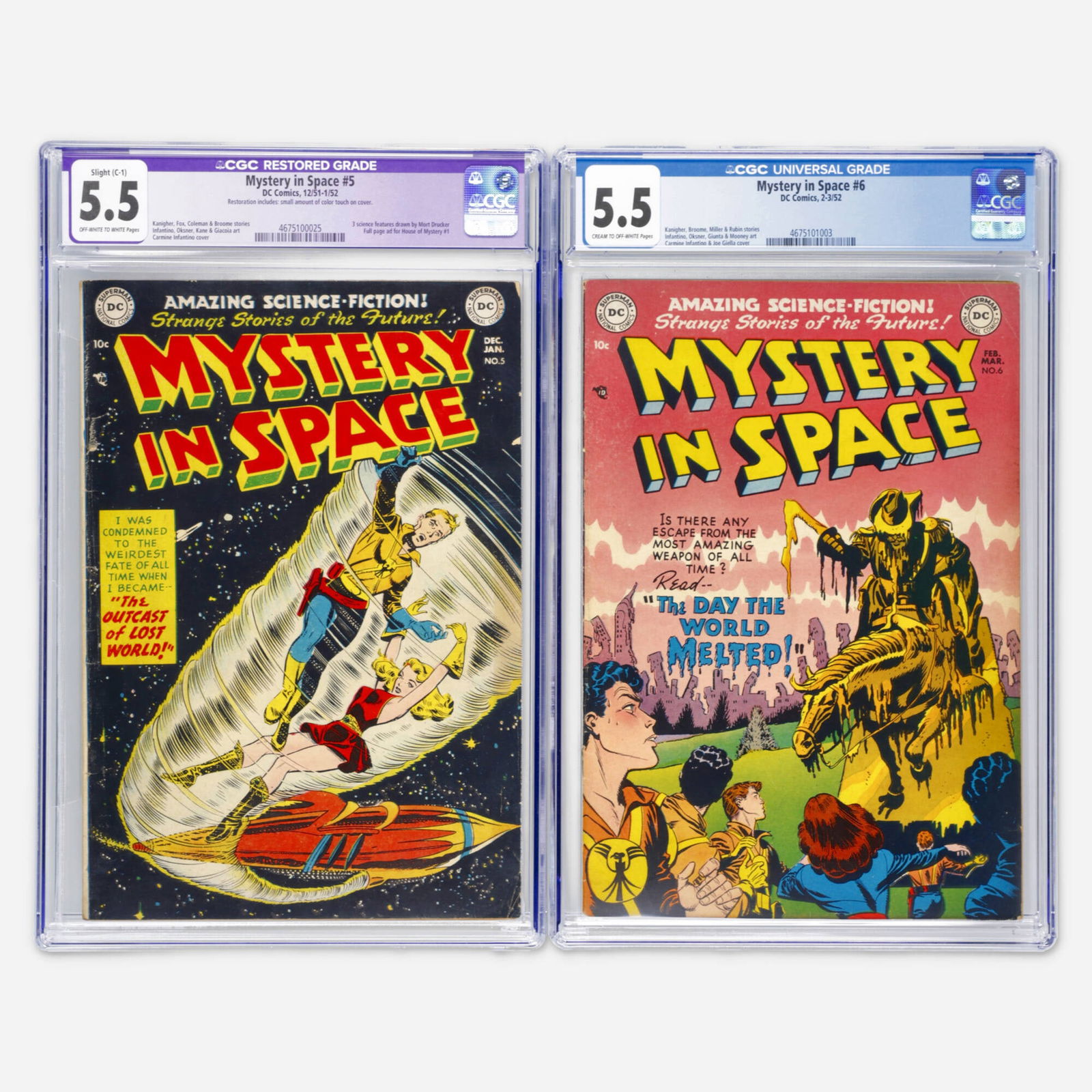 2 DC Comics Mystery in Space #5 and #6 CGC 5.5 Group (1 of 2)