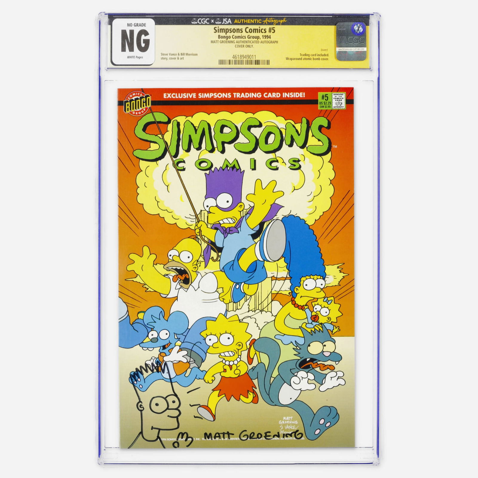 Bongo Comics Group Simpsons Comics #5 Cover Only CGC JSA Matt Groening (1 of 2)