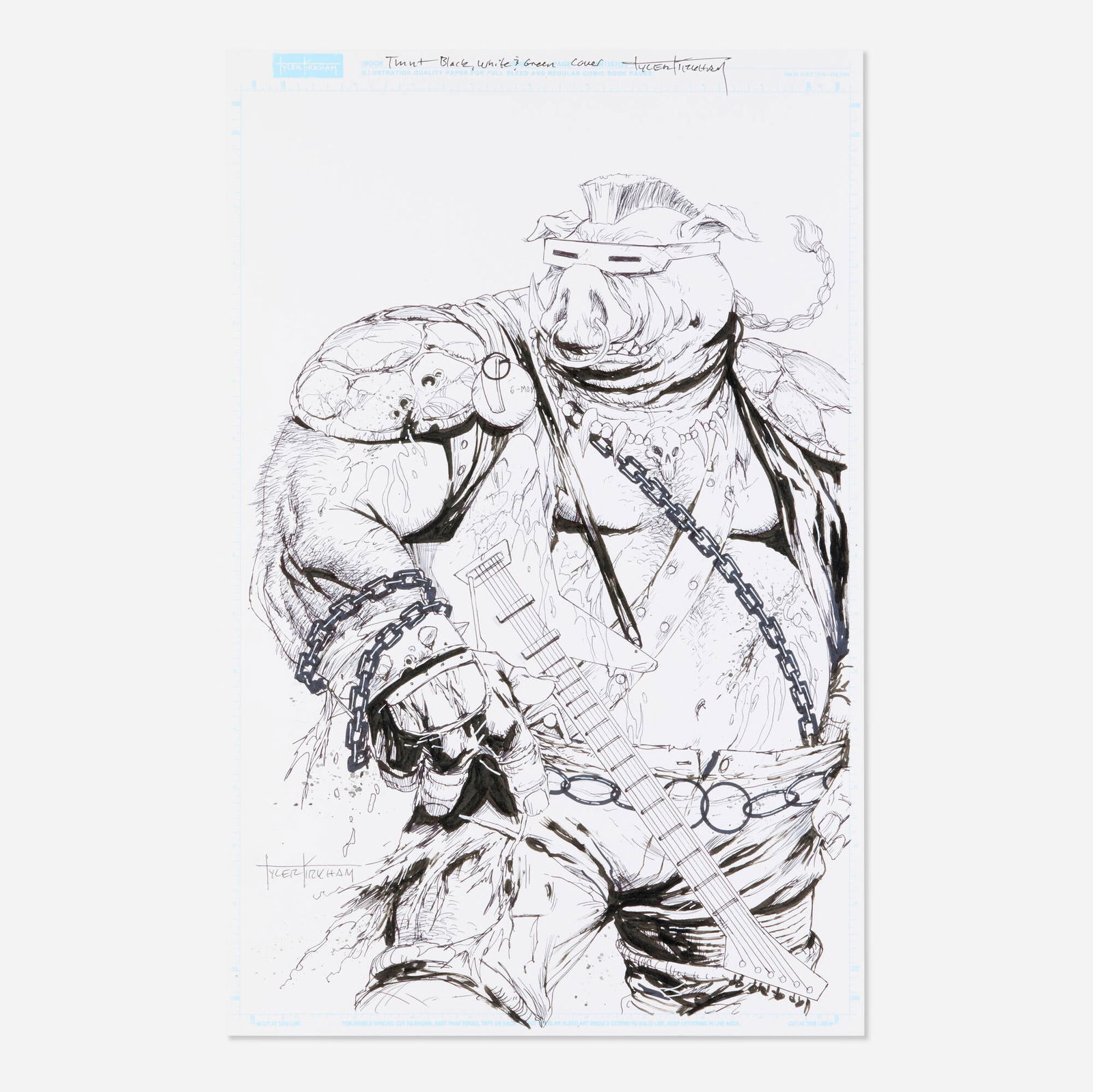 Tyler Kirkham, Teenage Mutant Ninja Turtles: Black, White, and Green #1 Bebop Variant Cover Art (1 of 1)