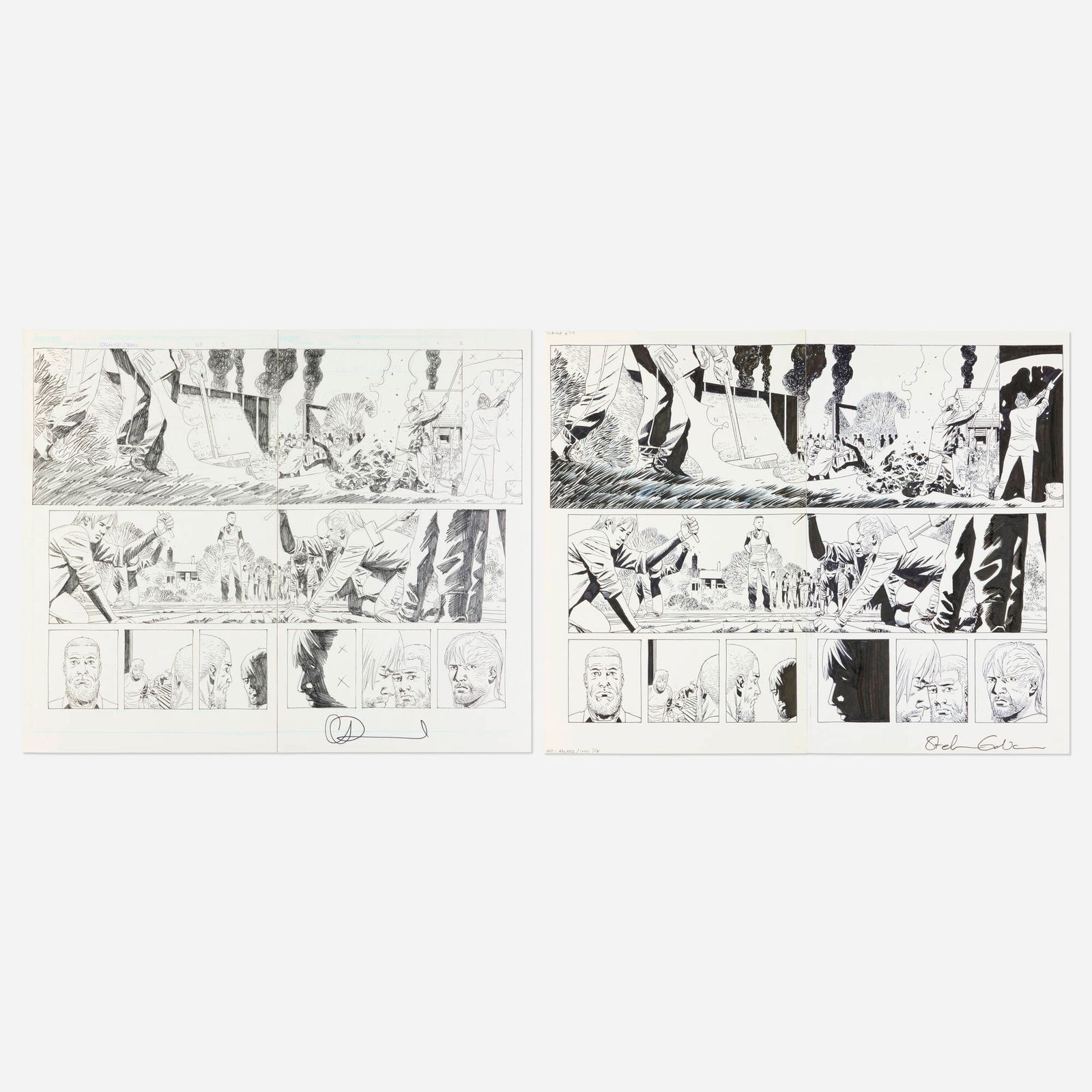Charlie Adlard and Stefano Gaudiano, The Walking Dead #168 Story Pages 2 and 3 Original Art (1 of 1)
