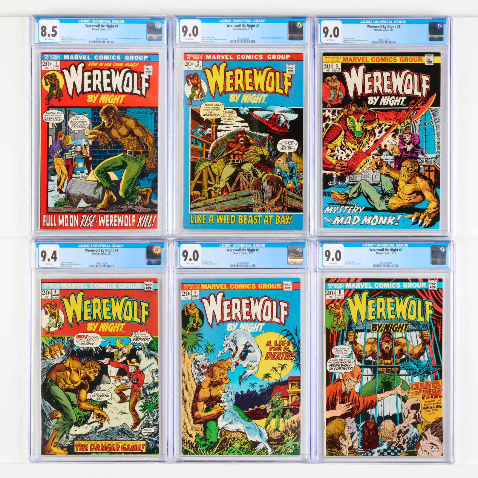 6 Marvel Comics Werewolf By Night #1-#6 CGC Group (1 of 2)