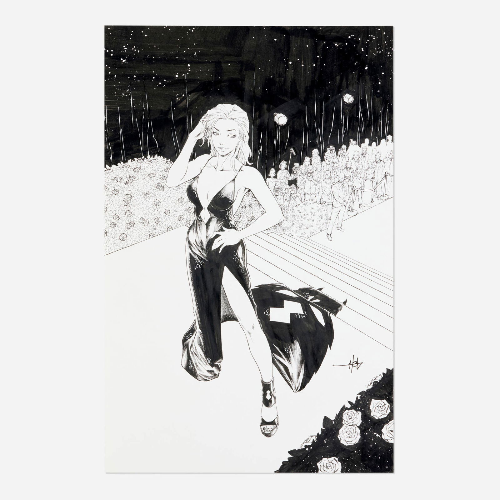 Creees Lee, White Widow #3 Variant Cover Original Art (Absolute Comics, 2018): Creees Lee White Widow #3 Variant Cover Original Art (Absolute Comics, 2018) pencil and ink on Bristol board Paparazzi variant. Condition Notes: Art is in overall excellent cond