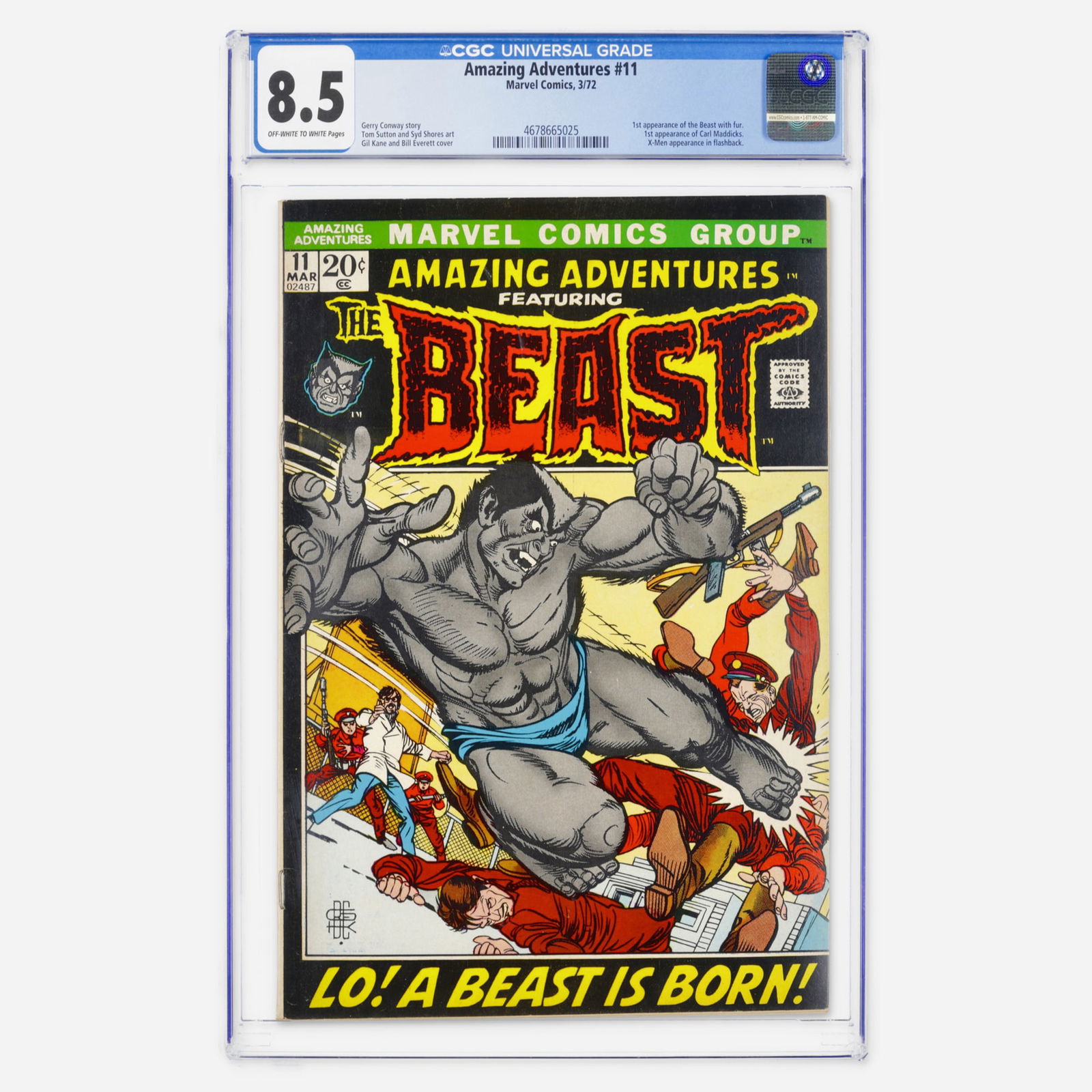 Marvel Comics Amazing Adventures #11 CGC 8.5: Marvel Comics Amazing Adventures #11 CGC 8.5 USA, 1972 This Bronze Age essential marks the first appearance of the Beast with fur and the first appearance of Carl Maddicks. It features a script by