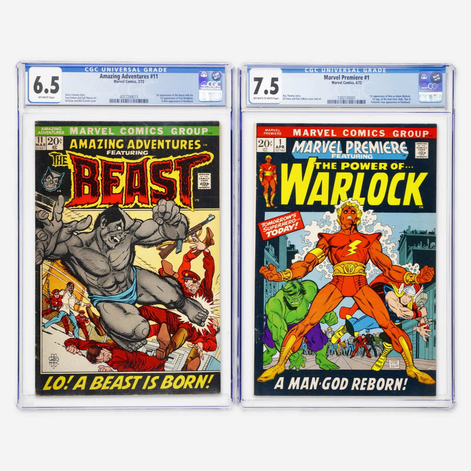2 Marvel Comics Amazing Adventures #11 and Marvel Premiere #1 CGC Group: 2 Marvel Comics Amazing Adventures #11 and Marvel Premiere #1 CGC Group USA, 1972 Marvel Comics Amazing Adventures #11 CGC 6.5 (3/72) CGC#: 4057249015Population: 109 in 6.5, 971 higherGrader