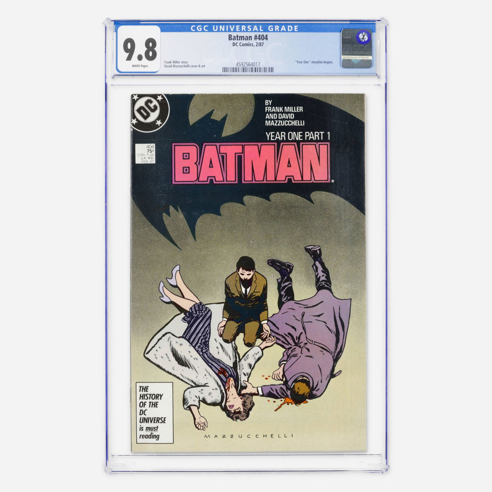 DC Comics Batman #404 CGC 9.8: DC Comics Batman #404 CGC 9.8 USA, 1987 This high-grade Modern Age staple marks the start of the influential Year One saga. This copy represents a significant find, achieving the highest-known top