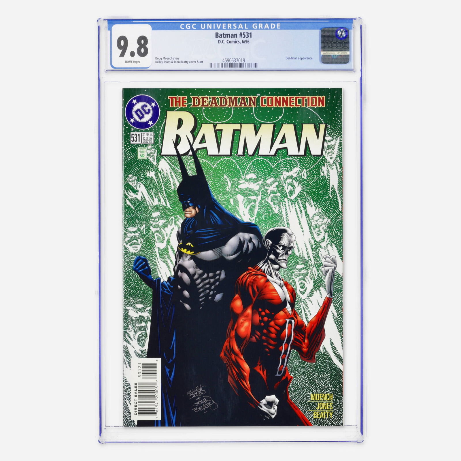 DC Comics Batman #531 CGC 9.8: DC Comics Batman #531 CGC 9.8 USA, 1996 This Modern Age issue features a guest appearance by Deadman. With a story by Doug Moench and stylized art by Kelley Jones, this copy represents a significant f