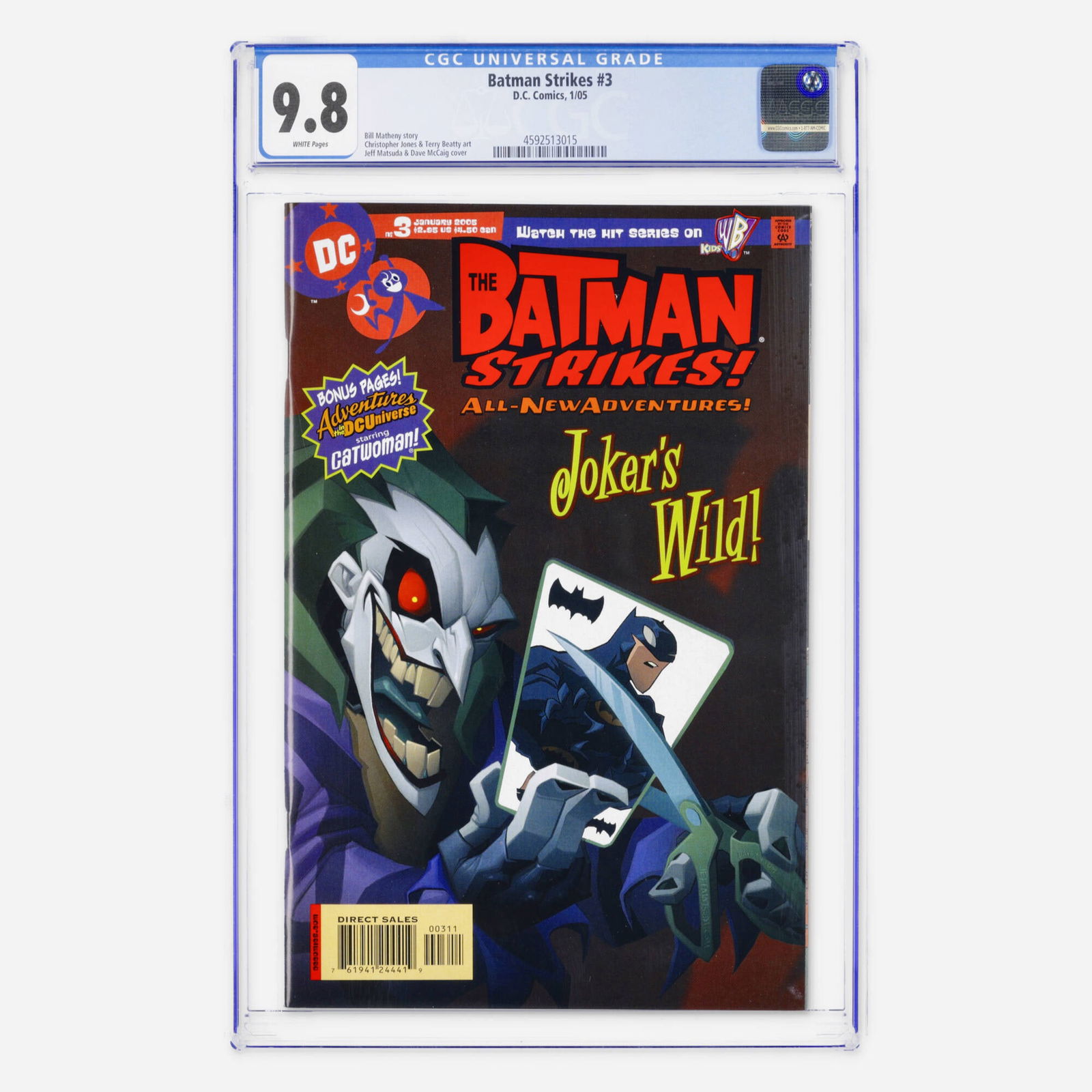 DC Comics Batman Strikes #3 CGC 9.8: DC Comics Batman Strikes #3 CGC 9.8 USA, 2005 A rare Modern Age tie-in to the animated series, featuring art by Christopher Jones. This copy represents a significant find, achieving the highest-known