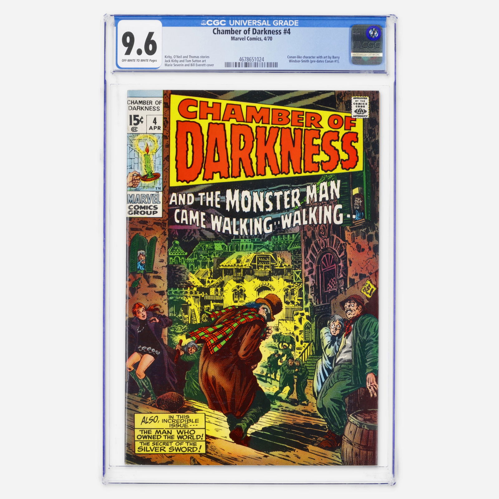 Marvel Comics Chamber of Darkness #4 CGC 9.6: Marvel Comics Chamber of Darkness #4 CGC 9.6 USA, 1970 This Bronze Age anthology is a major key as it features a Conan-like character with art by Barry Windsor-Smith, predating Conan the Barbarian #1.