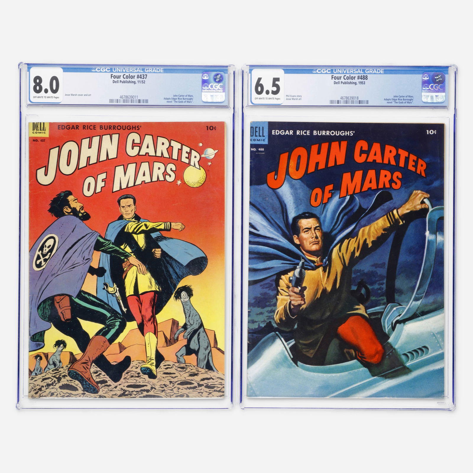 2 Dell Publishing Four Color #437 and #488 John Carter of Mars CGC Group: 2 Dell Publishing Four Color #437 and #488 John Carter of Mars CGC Group USA, 20th Century Dell Publishing Four Color #437 CGC 8.0 John Carter of Mars (11/52) CGC#: 4678639011Population: 4 in 8.0,