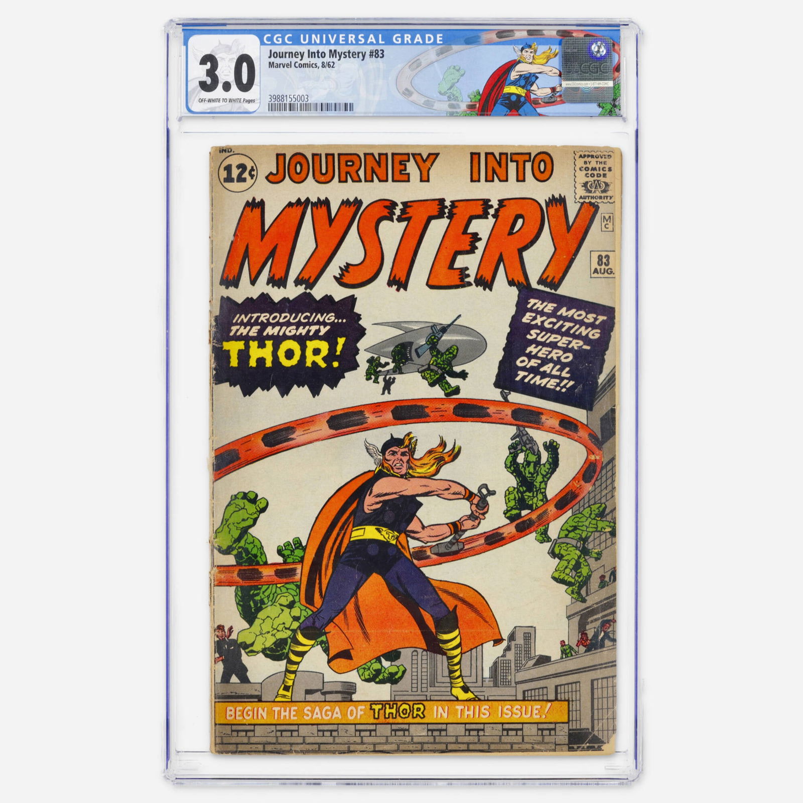 Marvel Comics Journey Into Mystery #83 CGC 3.0: Marvel Comics Journey Into Mystery #83 CGC 3.0 USA, 1962 A cornerstone Silver Age key containing the origin and first appearance of Thor (Don Blake). Features work by Marvel's founding fathers: Stan L