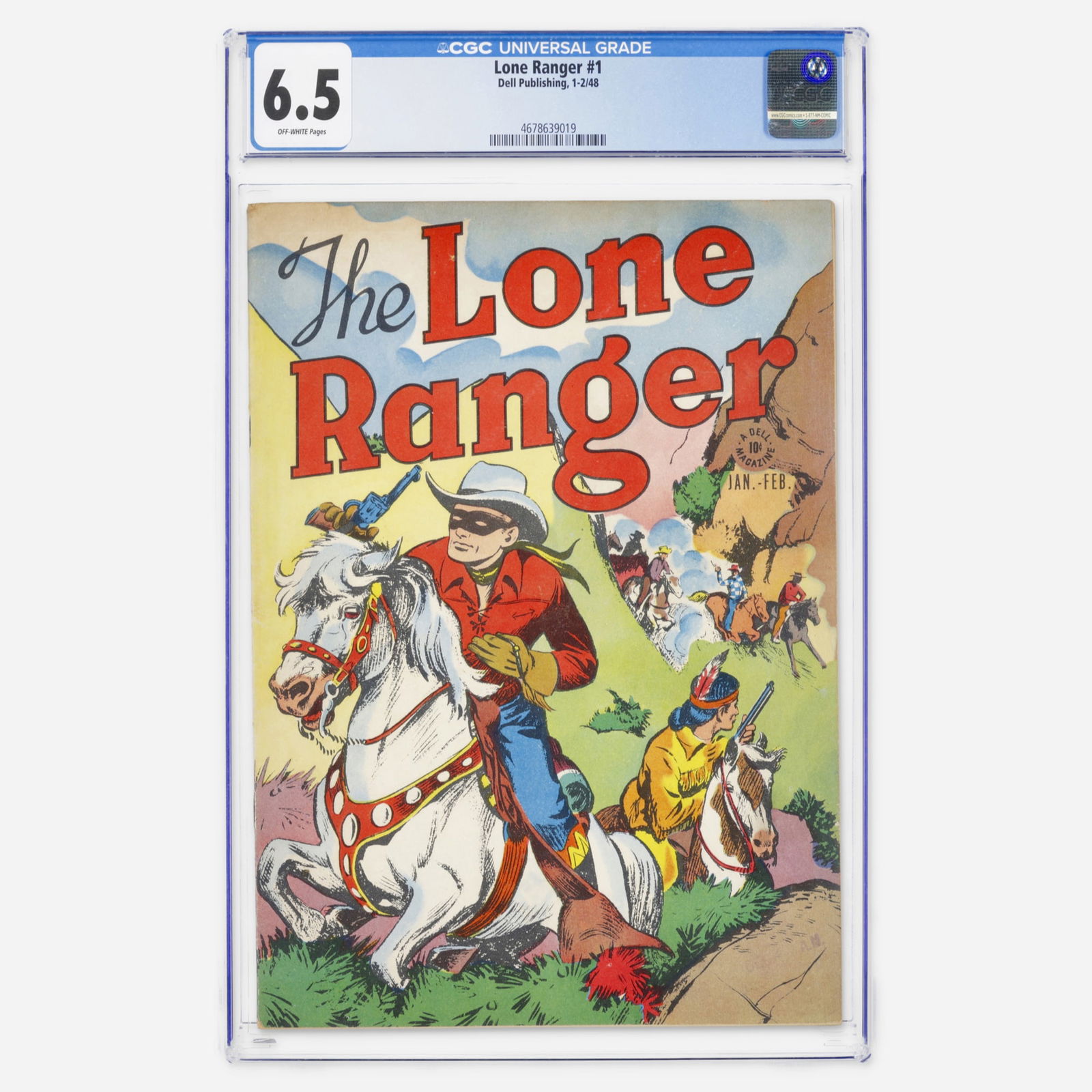 Dell Publishing Lone Ranger #1 CGC 6.5: Dell Publishing Lone Ranger #1 CGC 6.5 USA, 1948 The premiere issue of the Golden Age Dell series based on the legendary Western hero. A foundational piece for fans of 1940s adventure comics. CGC#: