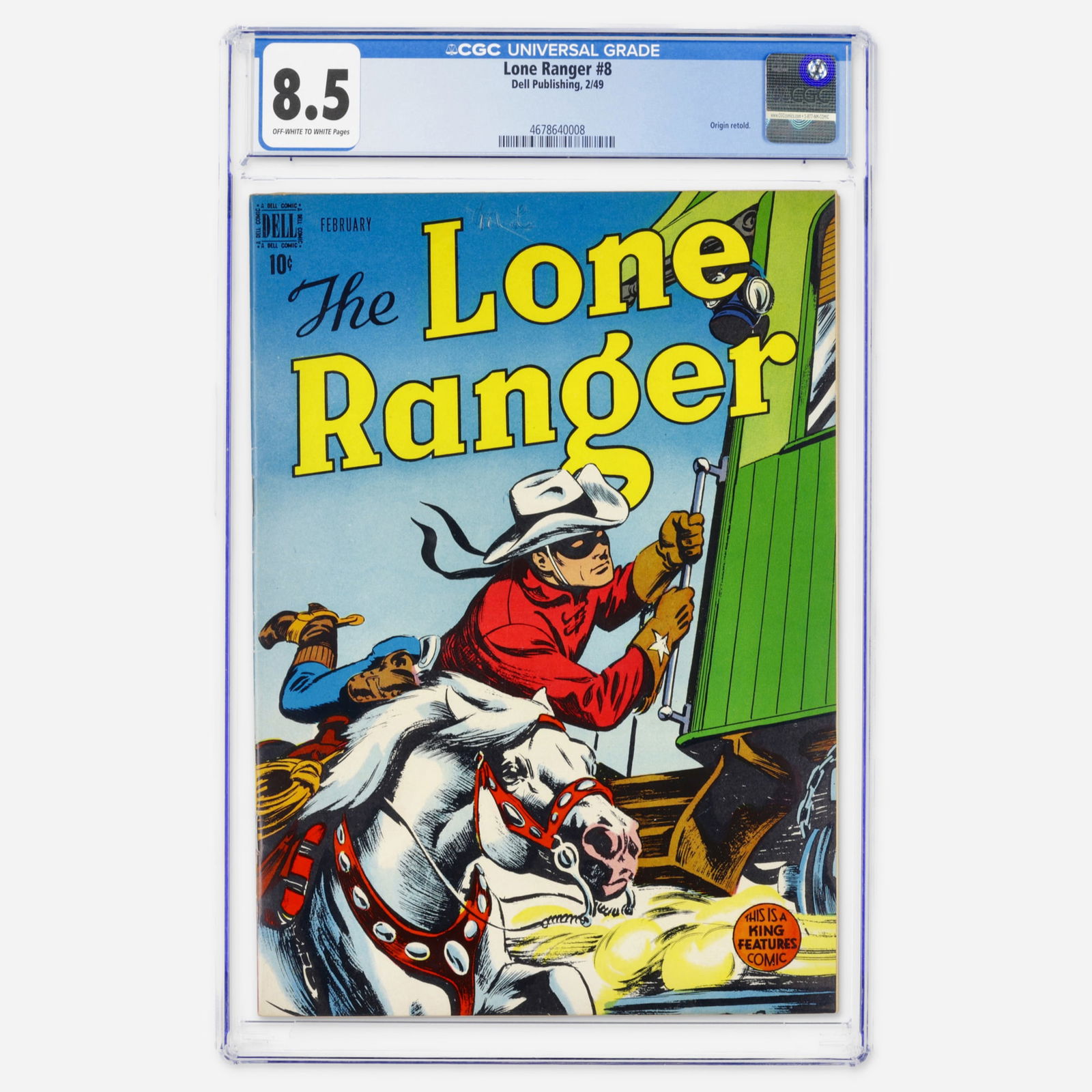 Dell Publishing Lone Ranger #8 CGC 8.5: Dell Publishing Lone Ranger #8 CGC 8.5 USA, 1949 This Golden Age issue is a major key as it features the origin retold. It serves as a cornerstone for collectors tracking the development of the charac