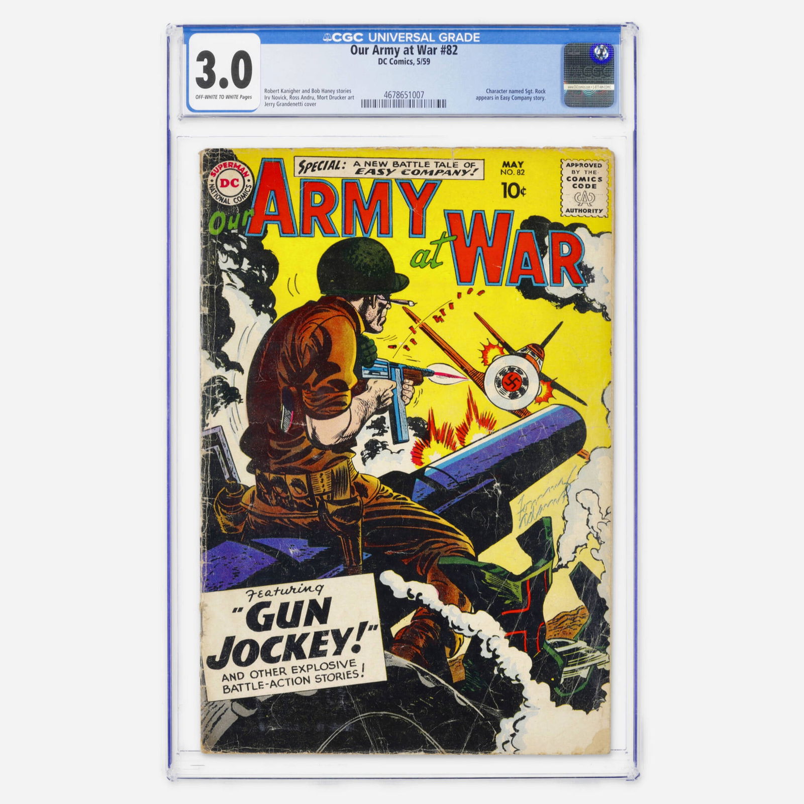 DC Comics Our Army at War #82 CGC 3.0 (1 of 2)