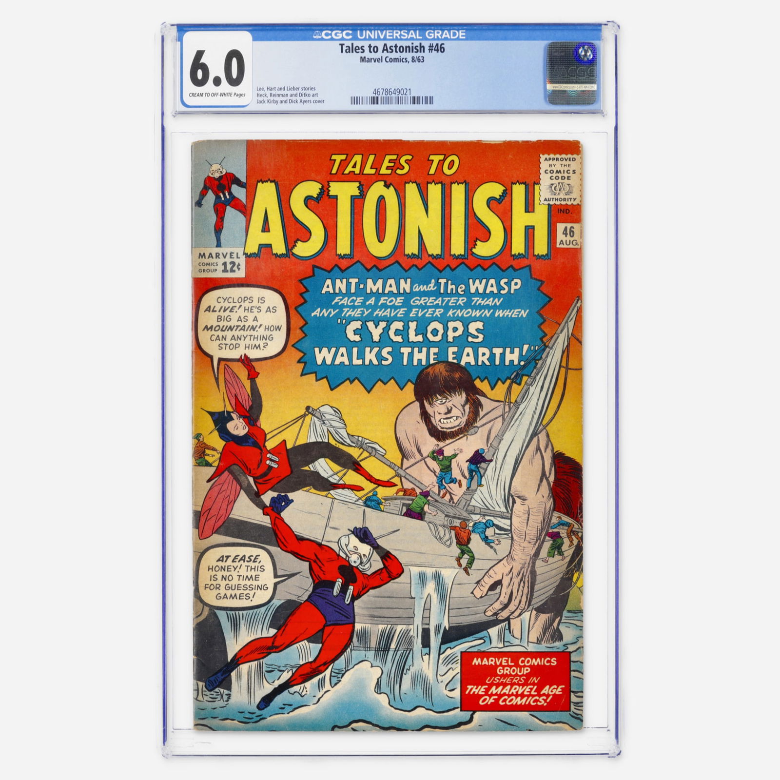 Marvel Comics Tales to Astonish #46 CGC 6.0: Marvel Comics Tales to Astonish #46 CGC 6.0 USA, 1963 A classic Silver Age Marvel anthology with a Jack Kirby and Dick Ayers cover. Features stories by Stan Lee and Larry Lieber with art by Don Heck a