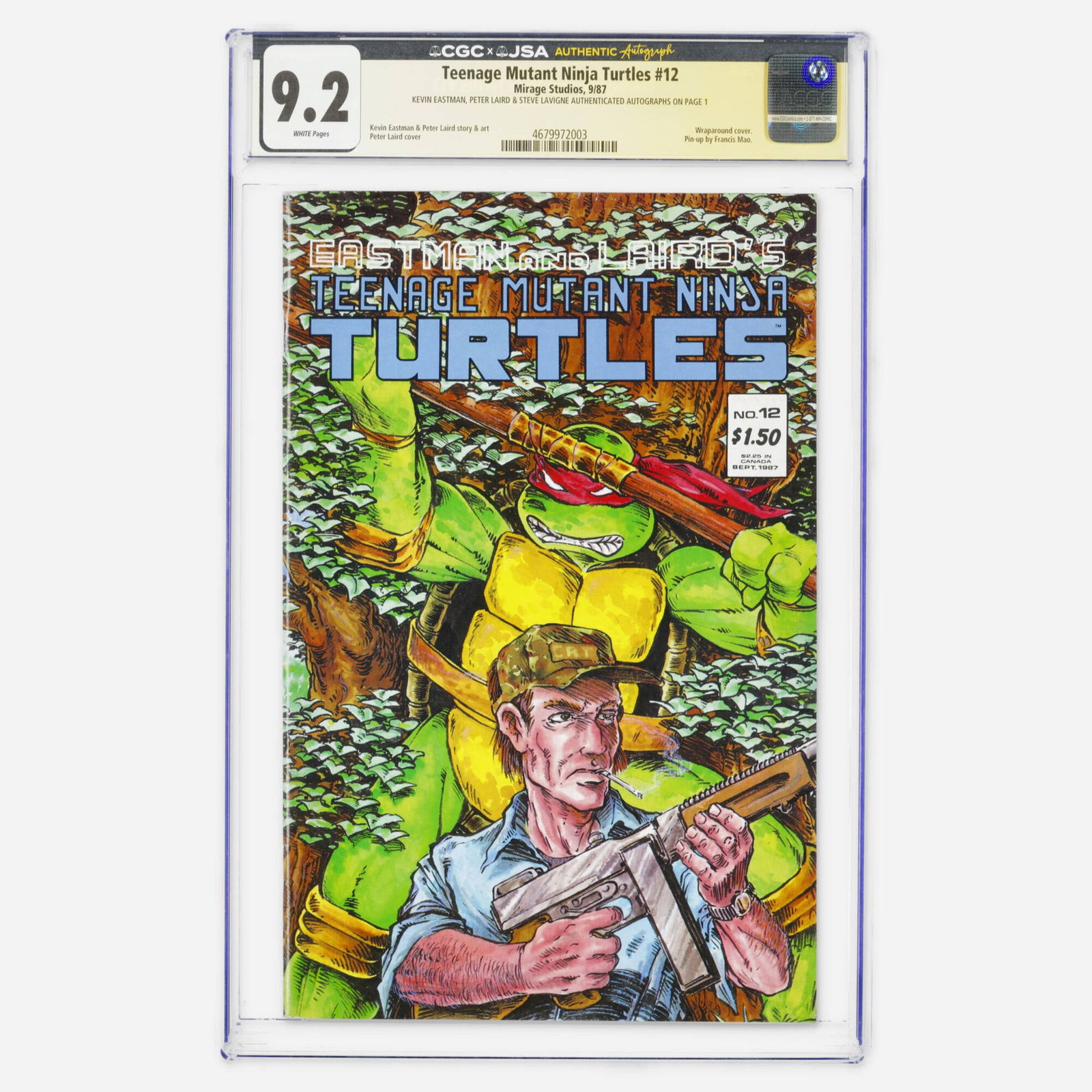 Mirage Studios Teenage Mutant Ninja Turtles #12 CGC 9.2 JSA Kevin Eastman Peter Laird Steve Lavigne (1 of 2)