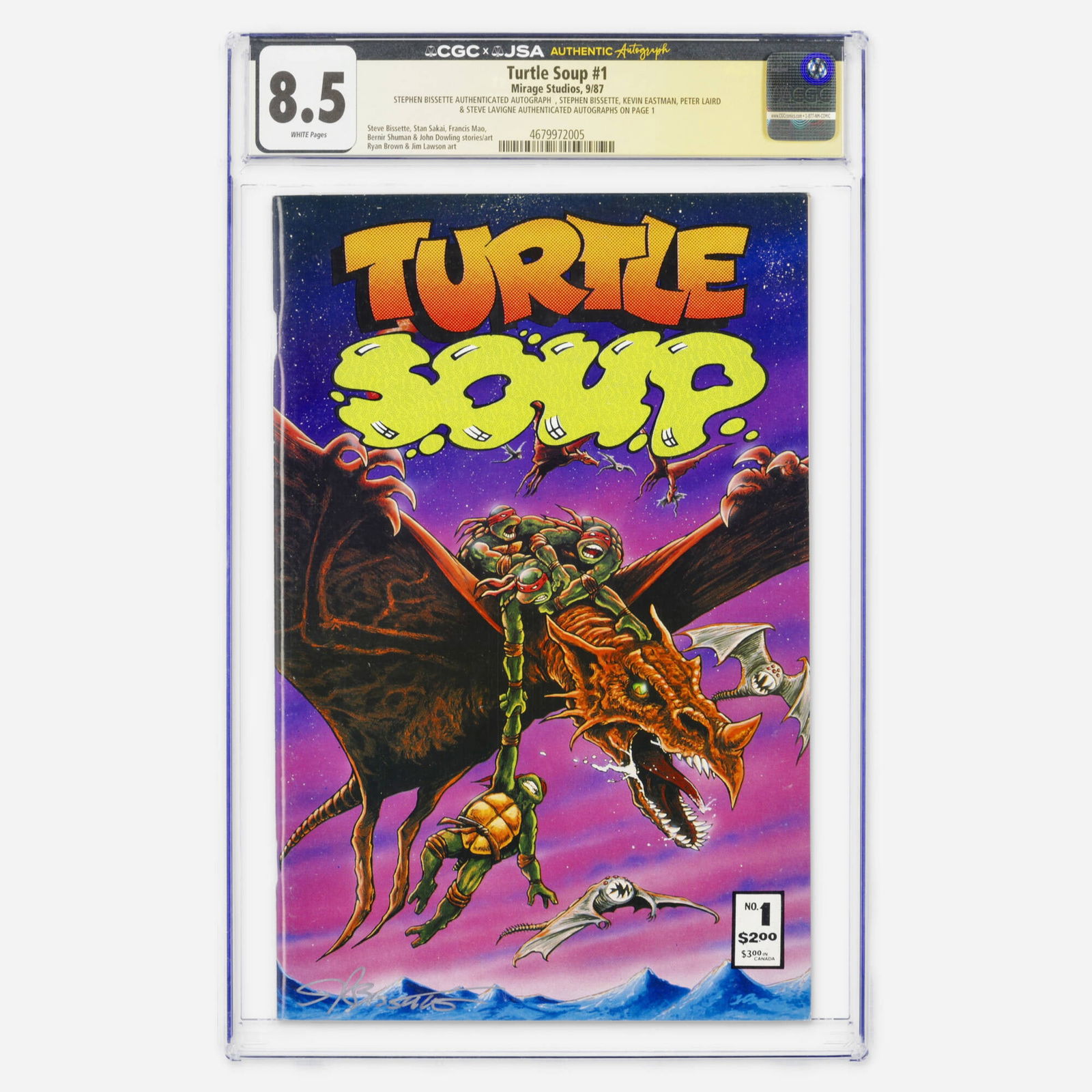 Mirage Studios Turtle Soup #1 CGC 8.5 JSA Bissette Eastman Laird Lavigne (1 of 2)