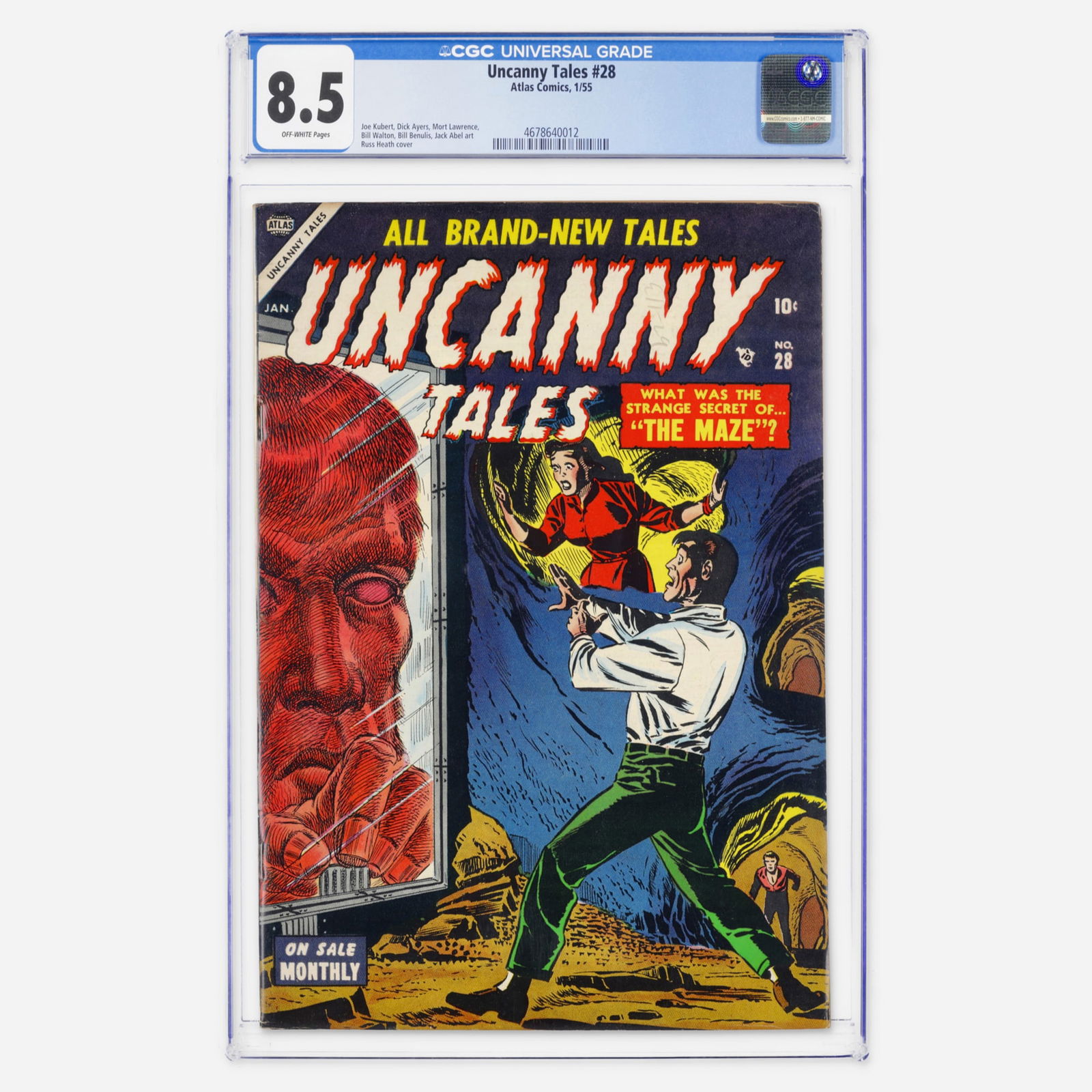 Atlas Comics Uncanny Tales #28 CGC 8.5: Atlas Comics Uncanny Tales #28 CGC 8.5 USA, 1955 This Golden Age masterpiece features a Russ Heath cover and art by Joe Kubert. This copy represents a significant find, achieving the highest-known