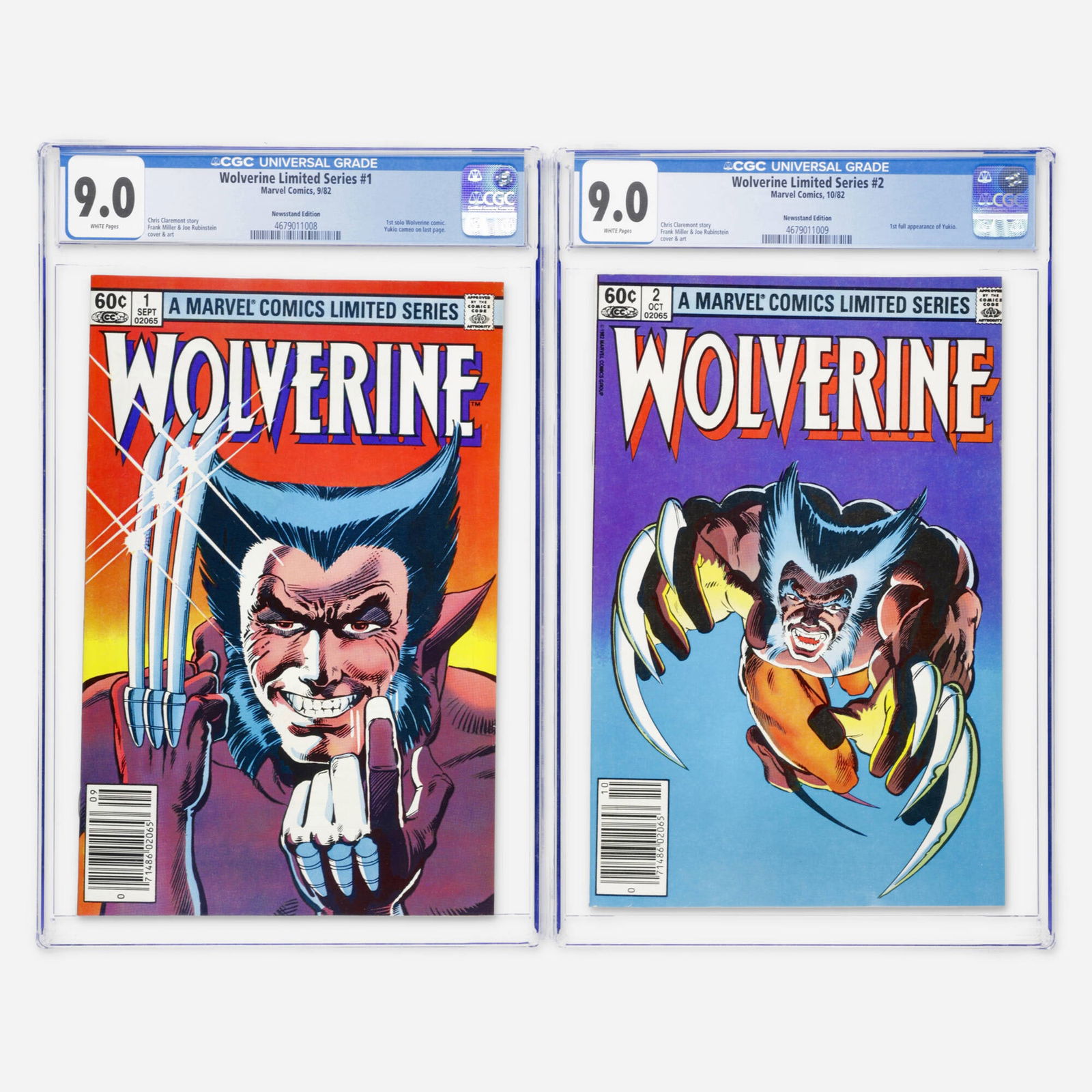 2 Marvel Comics Wolverine Limited Series #1 and #2 CGC 9.0 Newsstand Group (1 of 2)