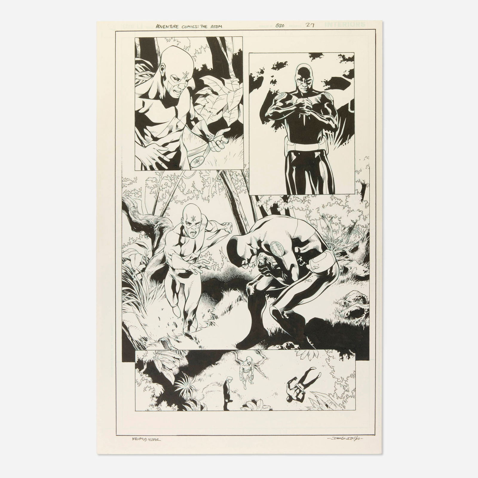 Mahmud A. Asrar and John Dell, Adventure Comics: The Atom #520 Story Page 27 Original Art: Mahmud A. Asrar and John Dell Adventure Comics: The Atom #520 Story Page 27 Original Art (D.C. Comics, 2011) blueline pencils and original inks on Bristol 17 h x 11.25 w in (43 x 29 cm) Cond