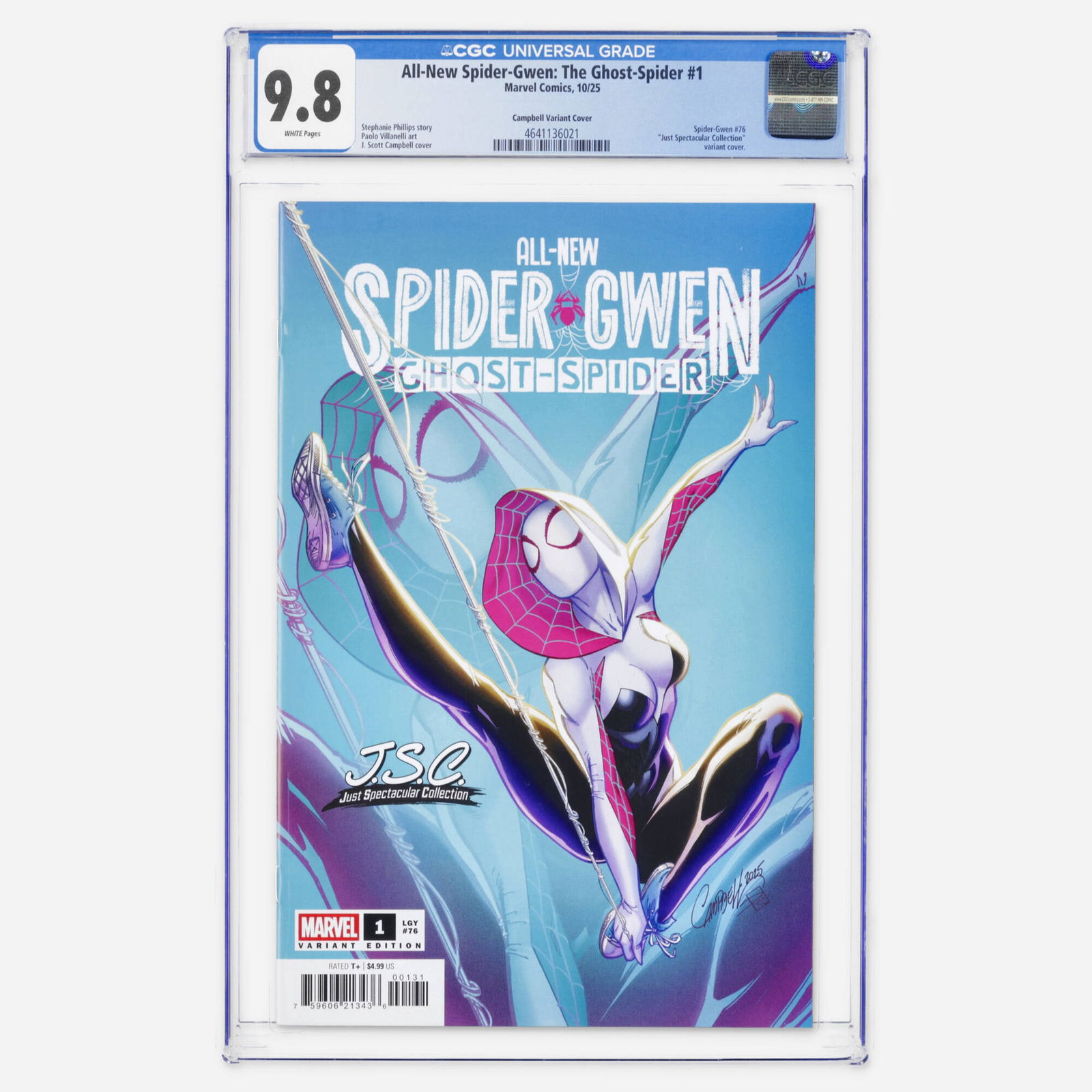 Marvel Comics All-New Spider-Gwen: The Ghost-Spider #1 CGC 9.8 Campbell Variant Cover: Marvel Comics All-New Spider-Gwen: The Ghost-Spider #1 CGC 9.8 Campbell Variant Cover USA, 2025 This Modern Age issue acts as Spider-Gwen #76 and features the Just Spectacular Collection variant cover
