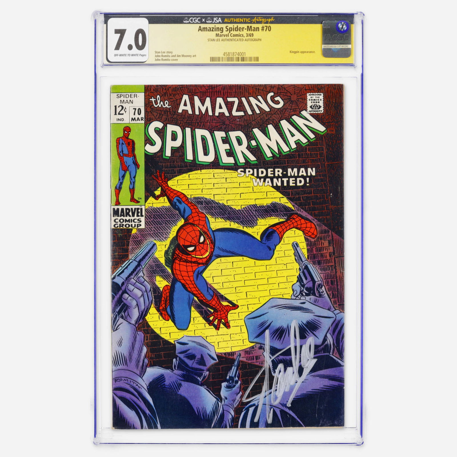 Marvel Comics Amazing Spider-Man #70 CGC 7.0 JSA Stan Lee (1 of 2)