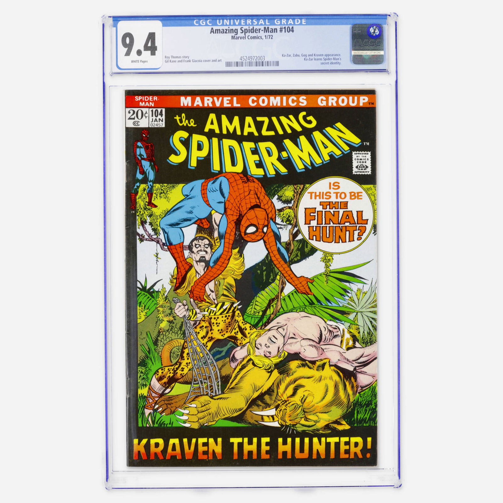 Marvel Comics Amazing Spider-Man #104 CGC 9.4 (1 of 2)