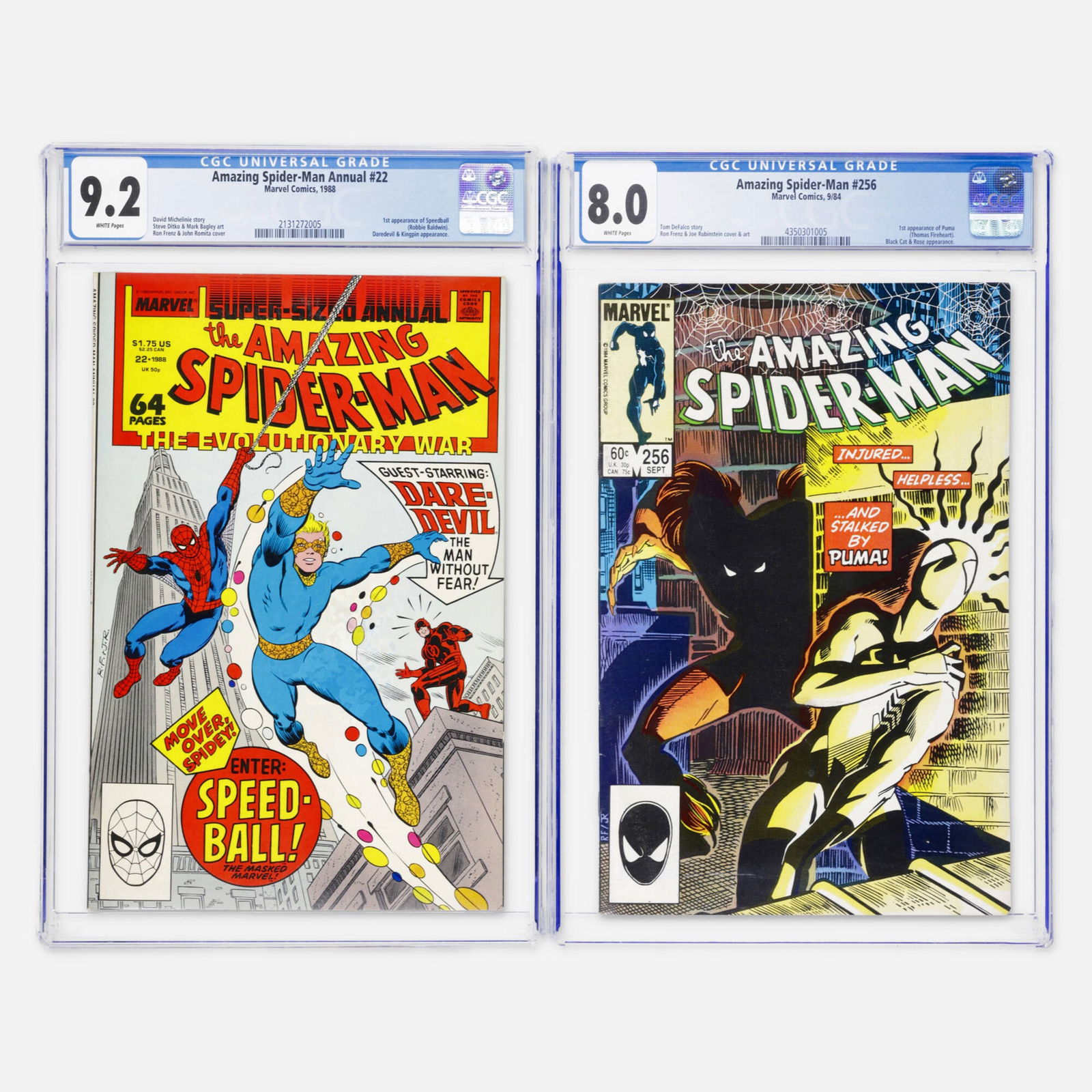 2 Marvel Comics Amazing Spider-Man #256 and Amazing Spider-Man Annual #22 CGC Group (1 of 2)