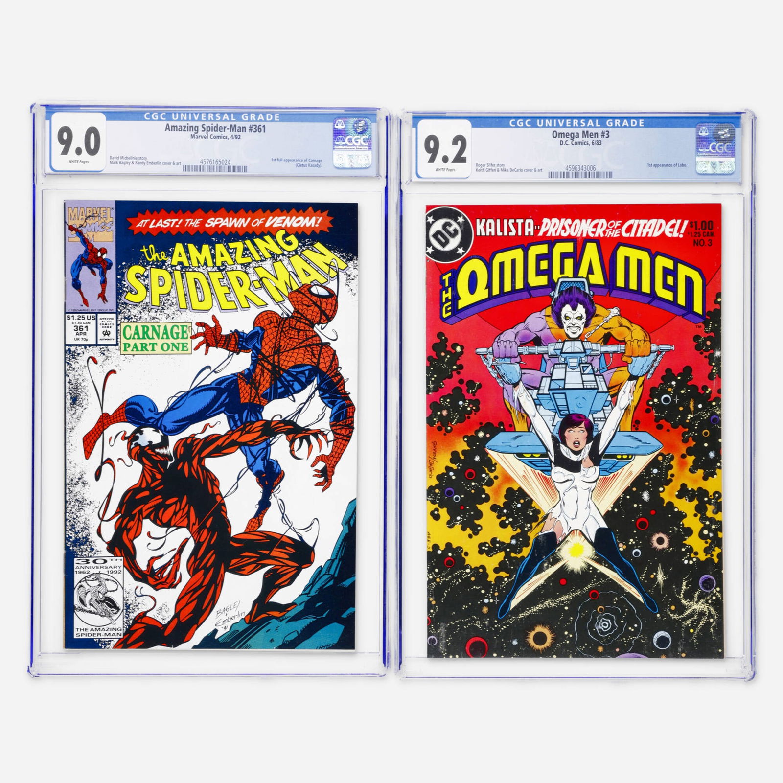 2 DC and Marvel Comics Amazing Spider-Man #361 and Omega Men #3 CGC Group (1 of 2)