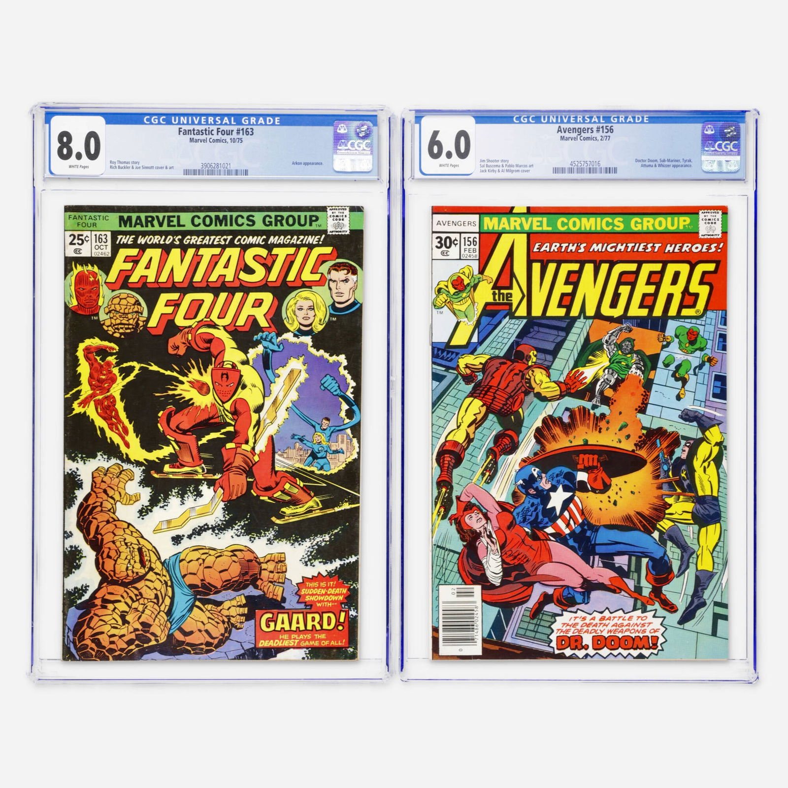 2 Marvel Comics Avengers #156 and Fantastic Four #163 CGC Group (1 of 2)