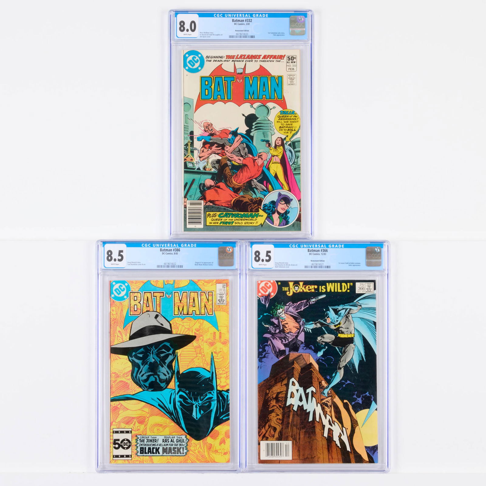 3 DC Comics Batman #332-#386 CGC Group (1 of 2)