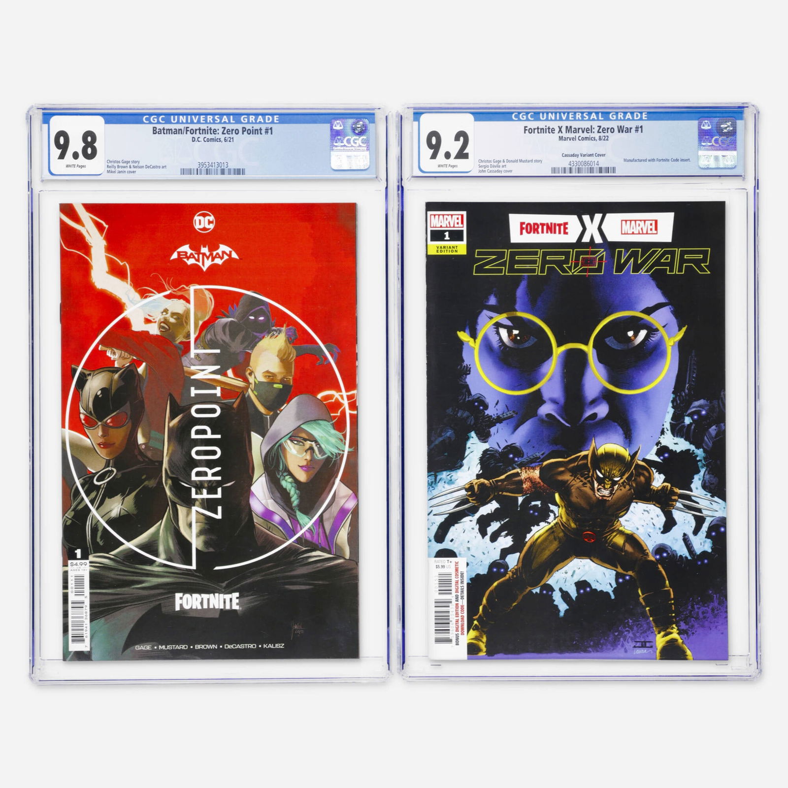 2 DC and Marvel Comics Batman/Fortnite: Zero Point #1 and Fortnite X Marvel: Zero War #1 CGC Group: 2 DC and Marvel Comics Batman/Fortnite: Zero Point #1 and Fortnite X Marvel: Zero War #1 CGC Group USA, 20th Century DC Comics Batman/Fortnite: Zero Point #1 CGC 9.8 (6/21) CGC#: 3