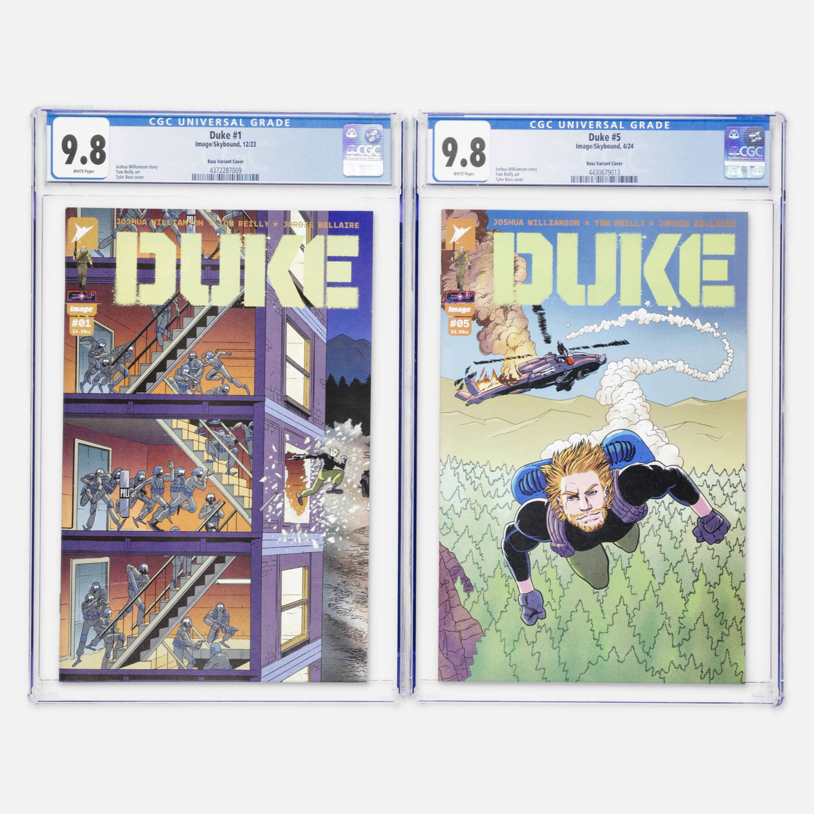 2 Image/Skybound Duke #1 and #5 Boss Variant CGC 9.8 Group: 2 Image/Skybound Duke #1 and #5 Boss Variant CGC 9.8 Group USA, 21st Century Image/Skybound Duke #1 CGC 9.8 Boss Variant (12/23) CGC#: 4372287009Population: 22 in 9.8,