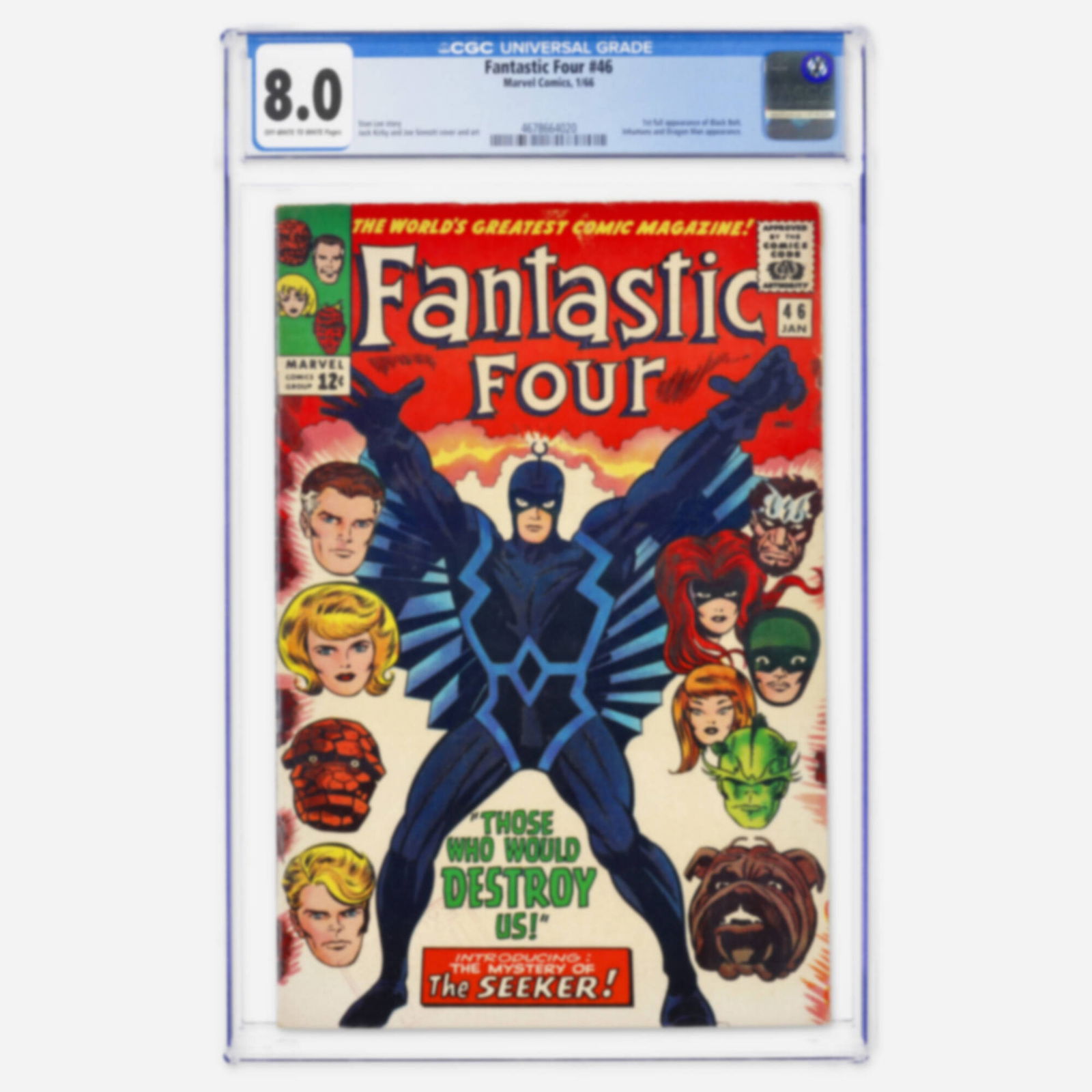 Marvel Comics Fantastic Four #46 CGC 8.0: Marvel Comics Fantastic Four #46 CGC 8.0 USA, 1966 This Silver Age milestone features the first full appearance of Black Bolt along with the Inhumans and Dragon Man. It features a story by Stan Lee wi