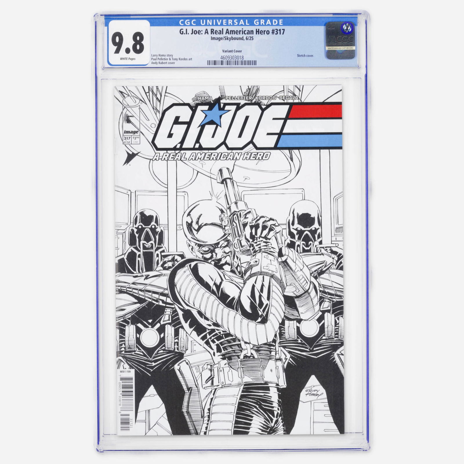 Image/Skybound G.I. Joe: A Real American Hero #317 CGC 9.8 Variant Cover: Image/Skybound G.I. Joe: A Real American Hero #317 CGC 9.8 Variant Cover USA, 2025 This Modern Age issue features another Andy Kubert sketch cover with a story by Larry Hama. This copy represents